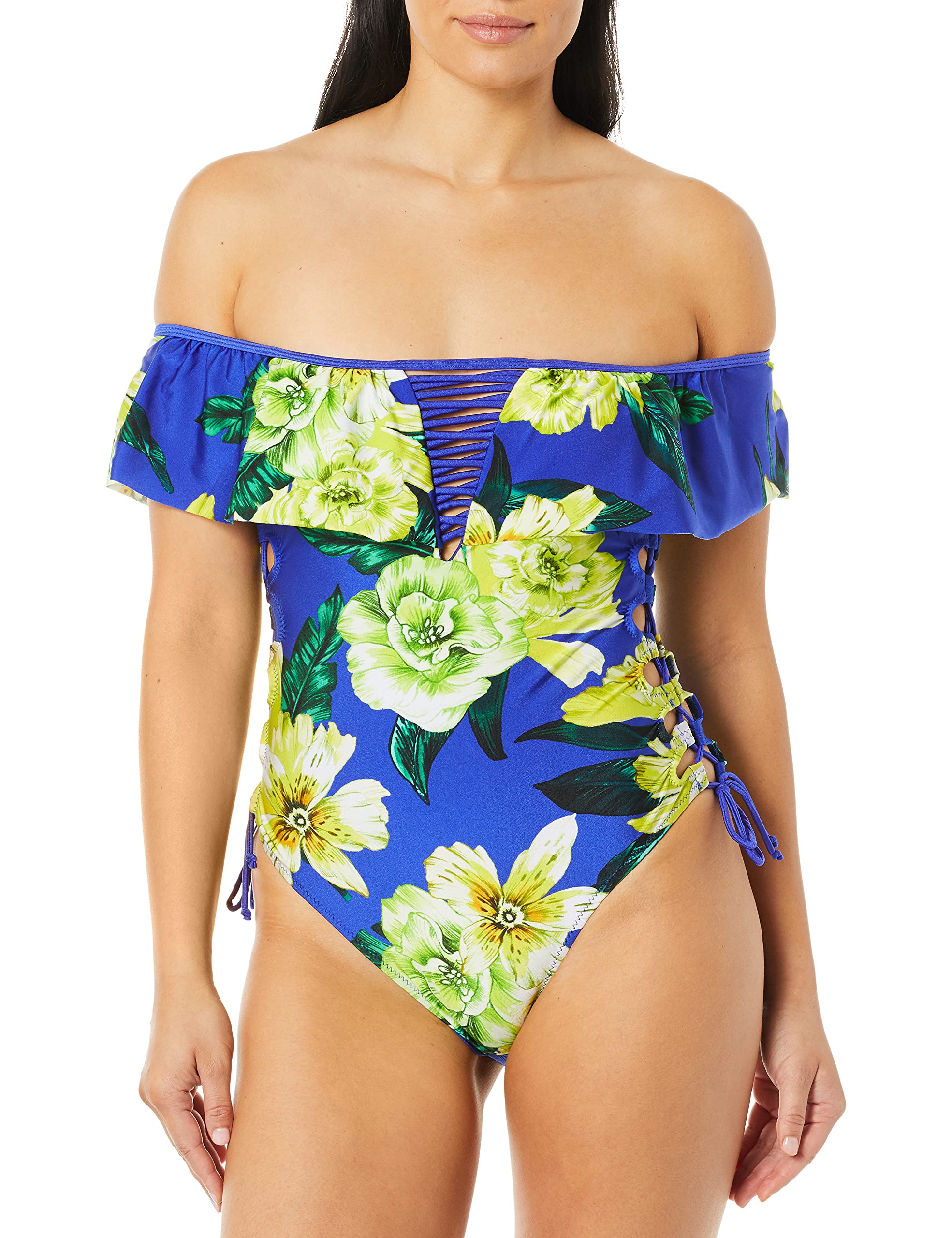 YDX Women's One Piece Swimsuit - Off Shoulder Ruffled Bathing Suit with Flounce Detail | Perfect for Beach Vacation, Pool Party & Summer Swimming