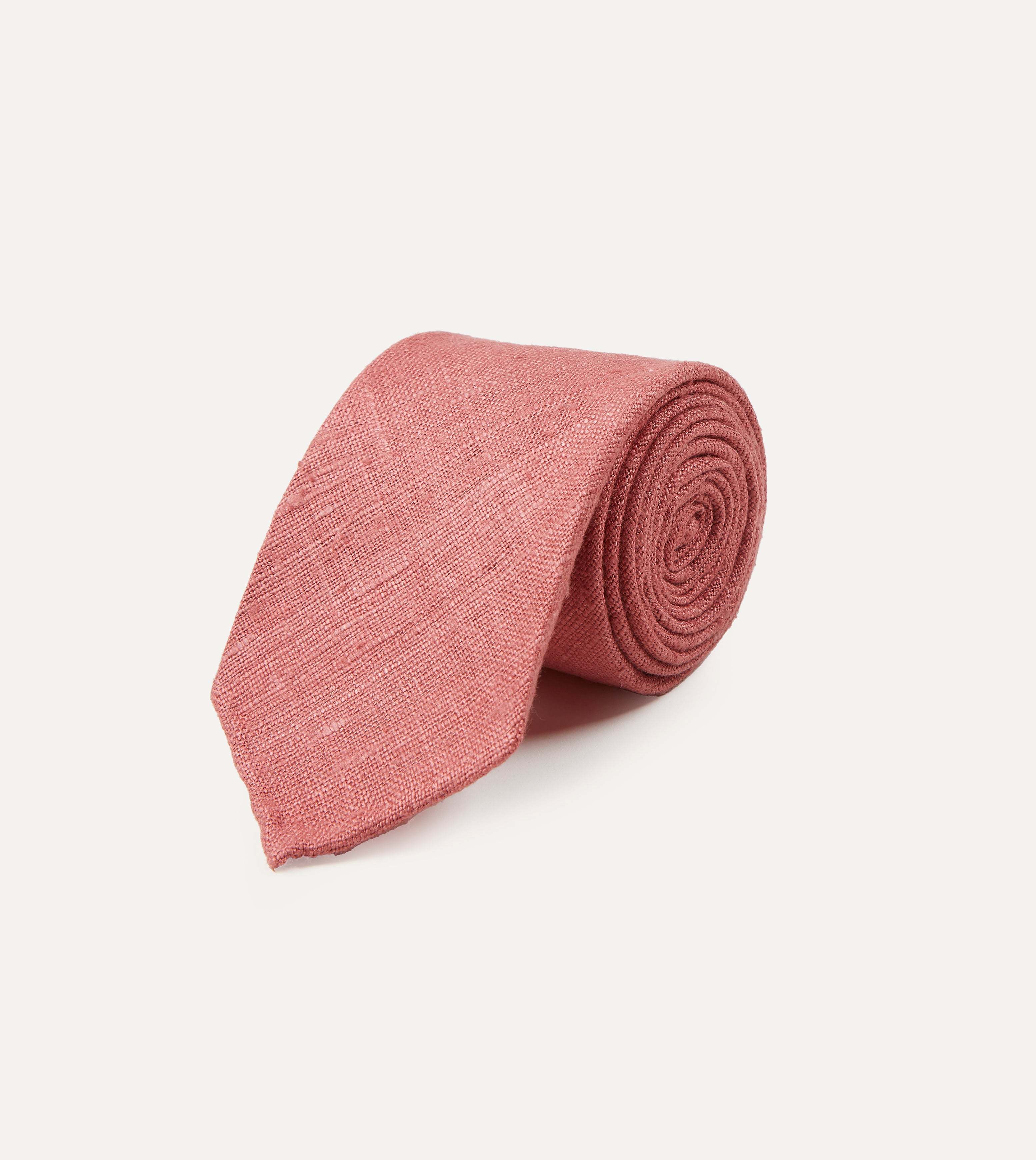 Handmade Pink Tussah Silk Tie for Men - Elegant Hand Rolled Necktie for Weddings, Business & Formal Occasions