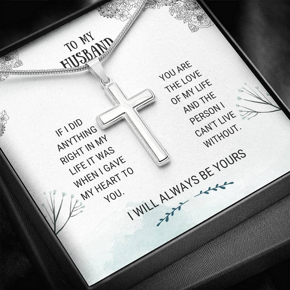 Tek Weh Love of My Life - Handcrafted Cross Pendant Necklace for Men | Thoughtful Gift for Husband, Birthday Present from Wife | Perfect for Anniversaries, Valentine's Day & Special Occasions