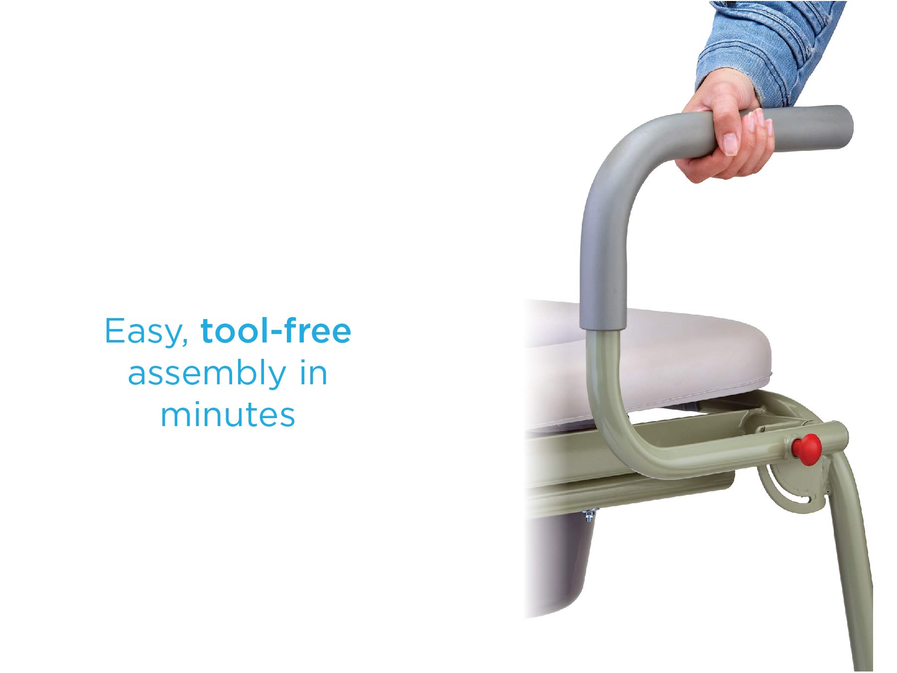 NOVA Medical Drop Arm Commode with Padded Seat - Adjustable Height Bedside Toilet Chair with Bucket, Lid & Splash Guard for Elderly & Disabled - Gray Stand-Alone Commode for Home Care & Hospital Use