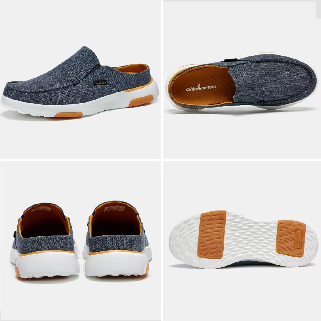 OrthoComfoot Men's Orthopedic Slip-On Loafers - Arch Support Walking Shoes for Plantar Fasciitis & Flat Feet Pain Relief - Comfortable Orthotic Casual Shoes for Heel Pain & Foot Discomfort - Perfect for Work, Travel & Daily Walking