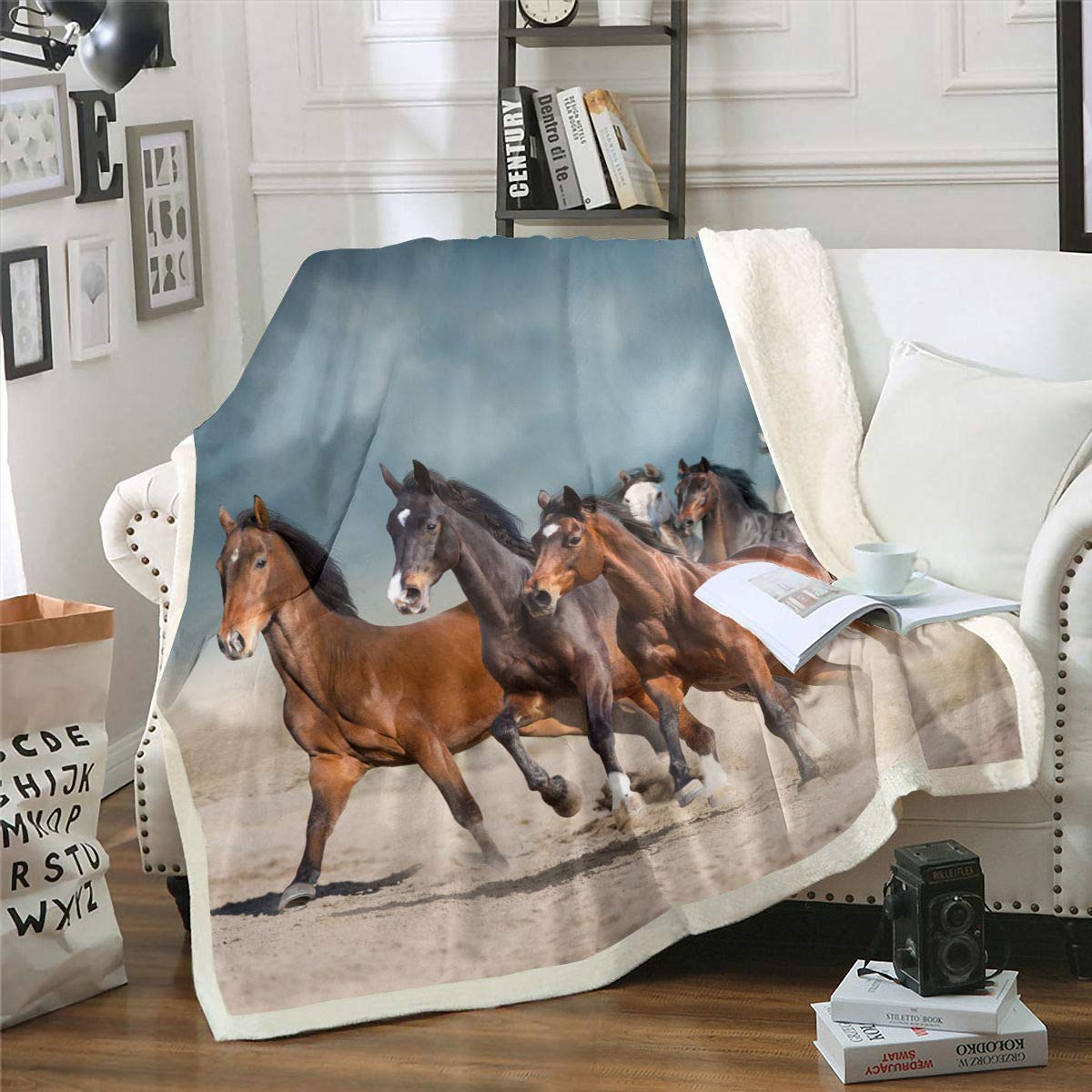 Western Cowboys Horse Fleece Blanket 90