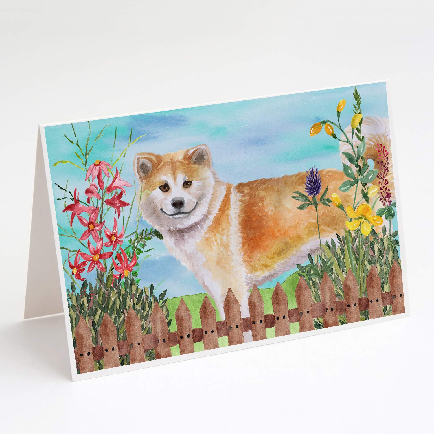 Shiba Inu Spring Greeting Cards - Pack of 8 Blank A7 Note Cards with Envelopes (5x7 Inch) | Whimsical Japanese Dog Design | Perfect for Spring Occasions, Birthday Wishes & Thank You Notes