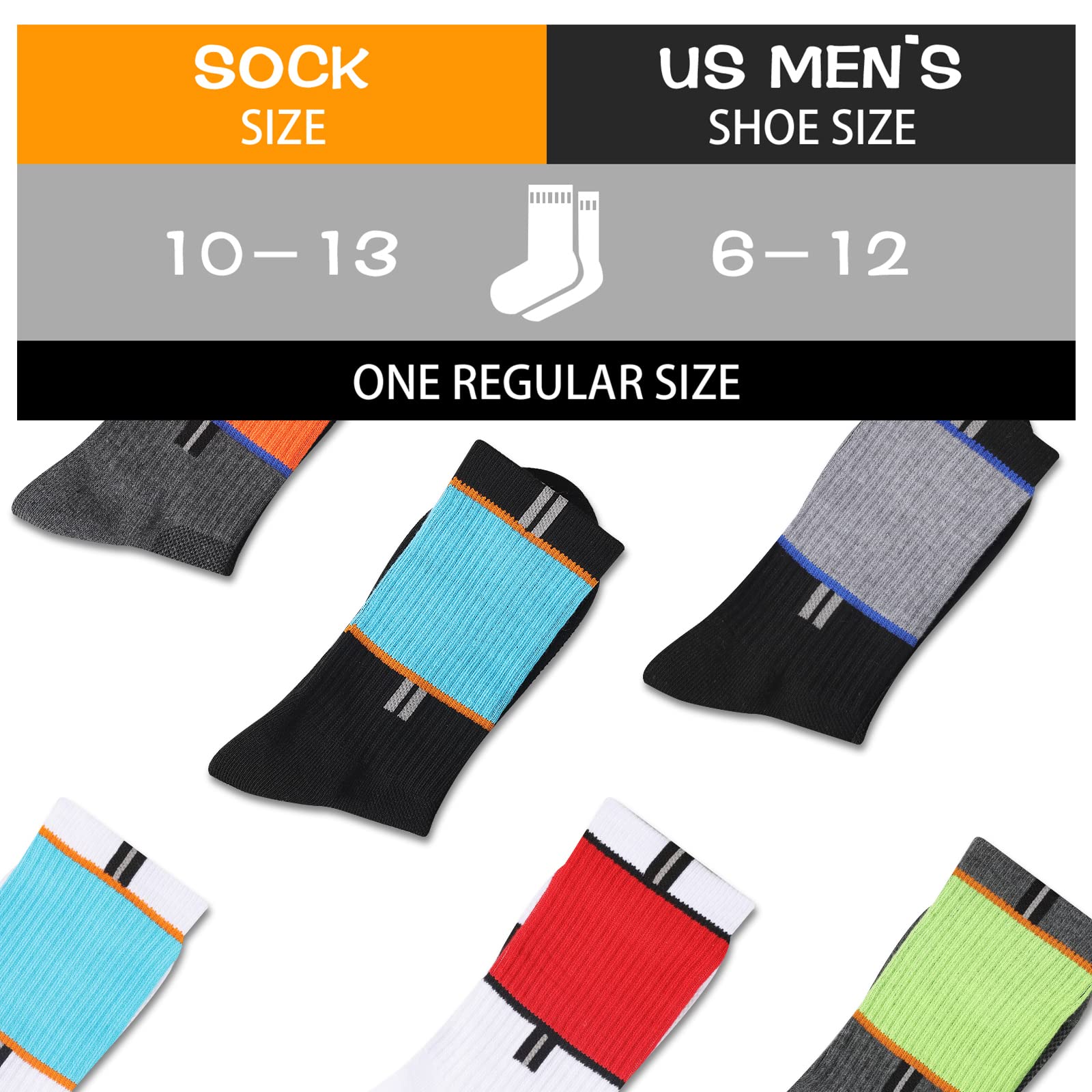 COOPLUS Men's 5-Pack Hiking Socks - Breathable Cushioned Athletic Crew Socks for Trekking & Outdoor Activities | Moisture-Wicking Performance Socks for Hiking, Camping & Daily Wear
