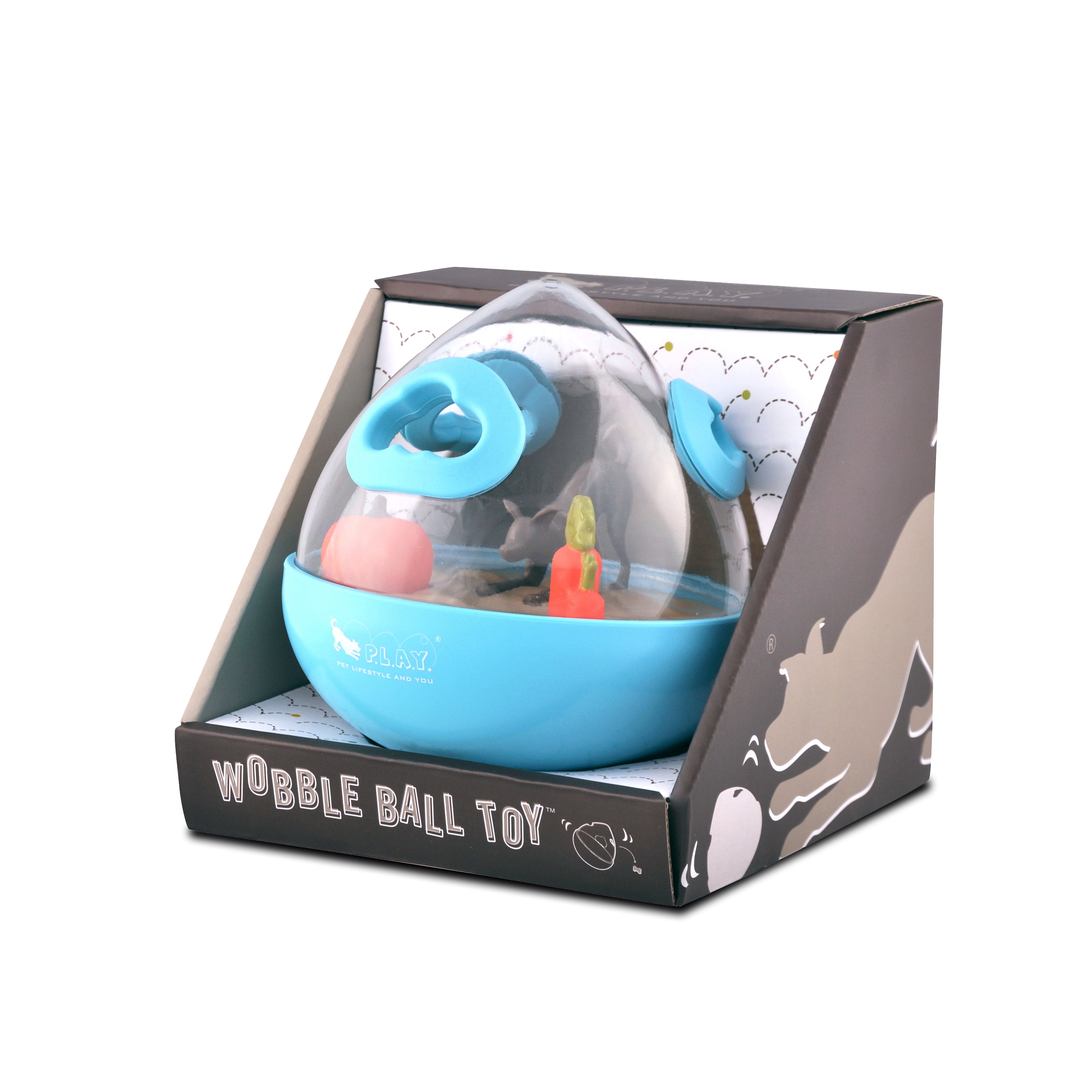 Wobble Ball Interactive Dog Treat Dispenser Toy - Blue | Pet P.L.A.Y. - Fun Puzzle Feeder for Small & Medium Dogs, Perfect for Mealtime Enrichment & Mental Stimulation