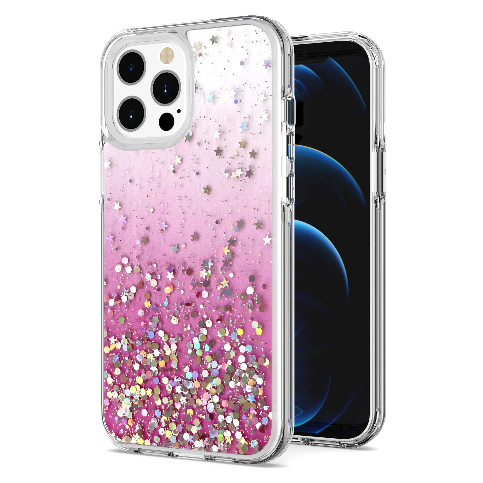 Moto G Stylus 2021 Case - Shimmer Epoxy Transparent Glitter Hybrid Cover in Pink | Durable Protection with Stylish Design for Everyday Use & Special Occasions