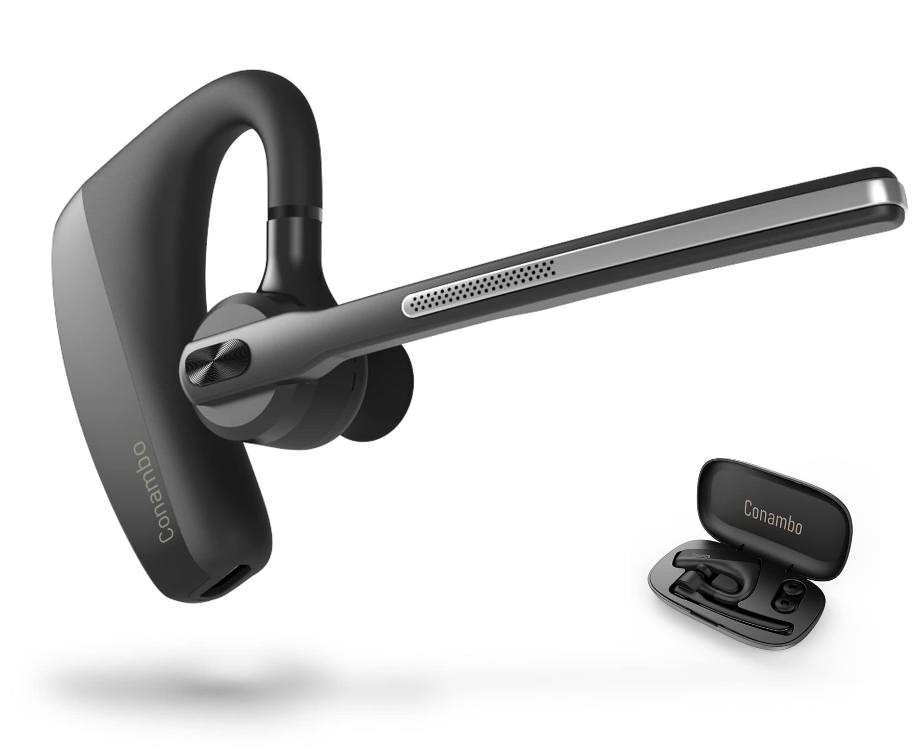Conambo K10C Bluetooth Headset V5.2 Wireless Earpiece - CVC8.0 Dual Mic Noise Cancelling, 16Hrs Talk Time, Compatible with iPhone & Android - Perfect for Truckers, Office Work, Driving & Conference Calls
