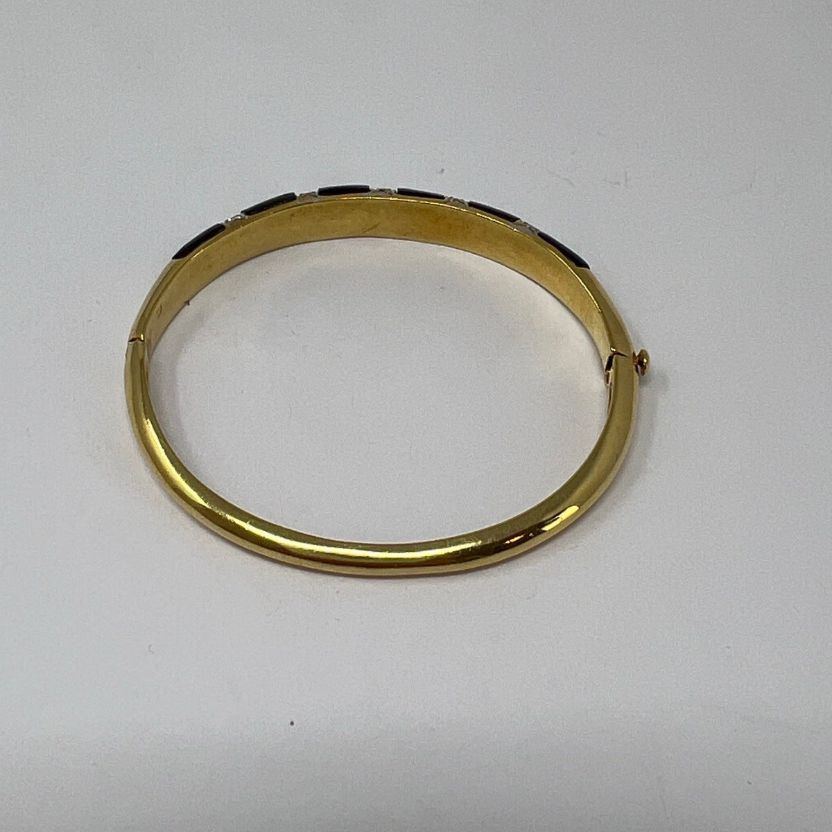 18K Gold Hinged Bracelet with Genuine Onyx & 20 Diamonds - Luxury Jewelry for Women, Elegant Gift for Anniversary, Birthday & Special Occasions