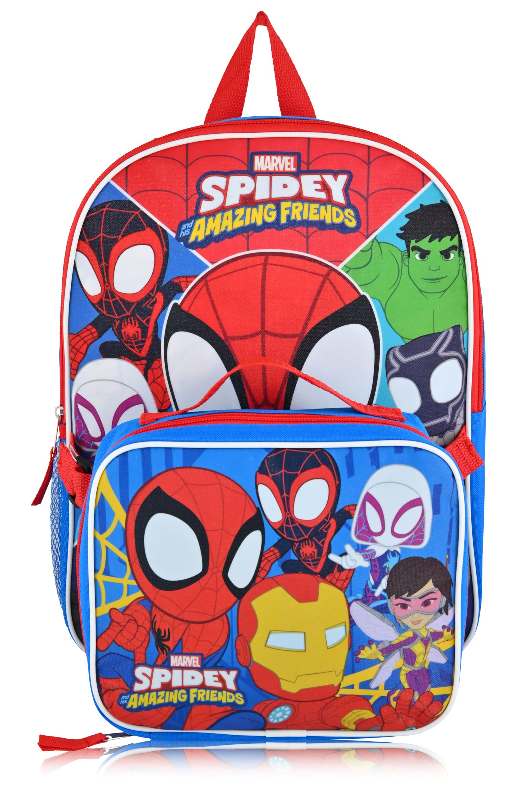 Marvel Spidey and His Amazing Friends Kids Backpack with Insulated Lunch Box | School Backpack for Boys & Girls | Perfect for Preschool, Daycare, and Outdoor Adventures