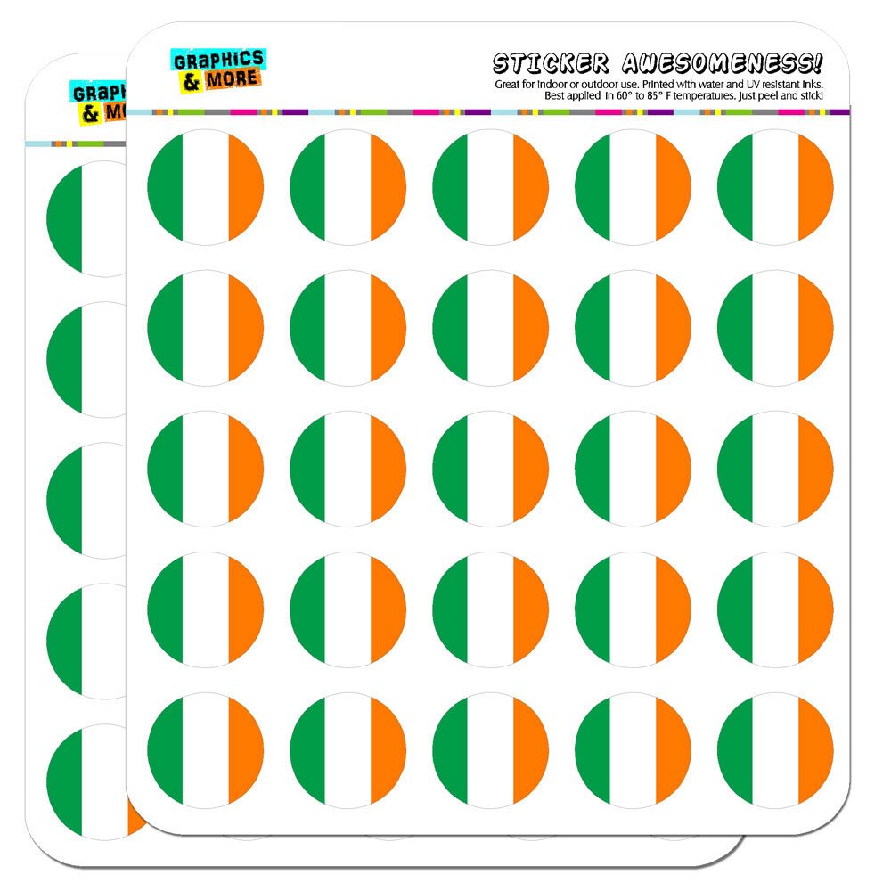 Ireland National Country Flag 1 Inch Planner Stickers for Scrapbooking, Journaling & Crafting - Opaque Vinyl Decals for Bullet Journals, Calendars & DIY Projects
