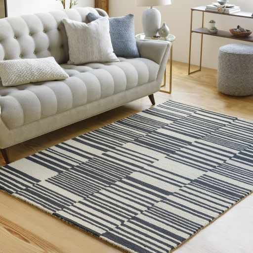 Hauteloom Aztalan Modern Wool Area Rug 9' x 12' - Soft Beige & Black Handwoven Rug for Living Room, Bedroom, Office - Cozy & Durable Home Decor for Family Spaces