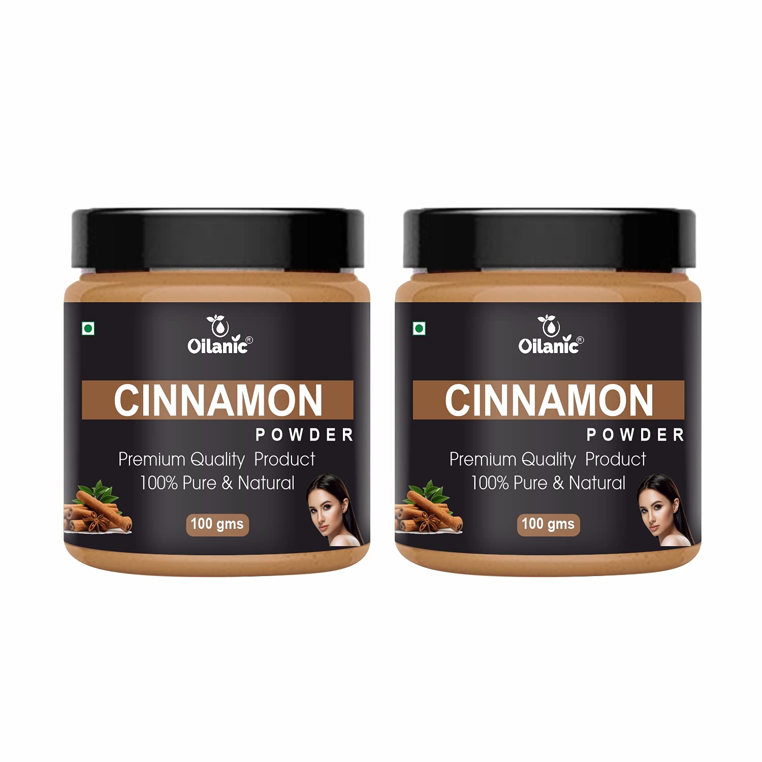 Oilanic 100% Pure & Natural Cinnamon Powder - Skin & Hair Care Combo Pack (2 Jars, 200g Each) | Organic Spice for Baking, Cooking & DIY Beauty Treatments