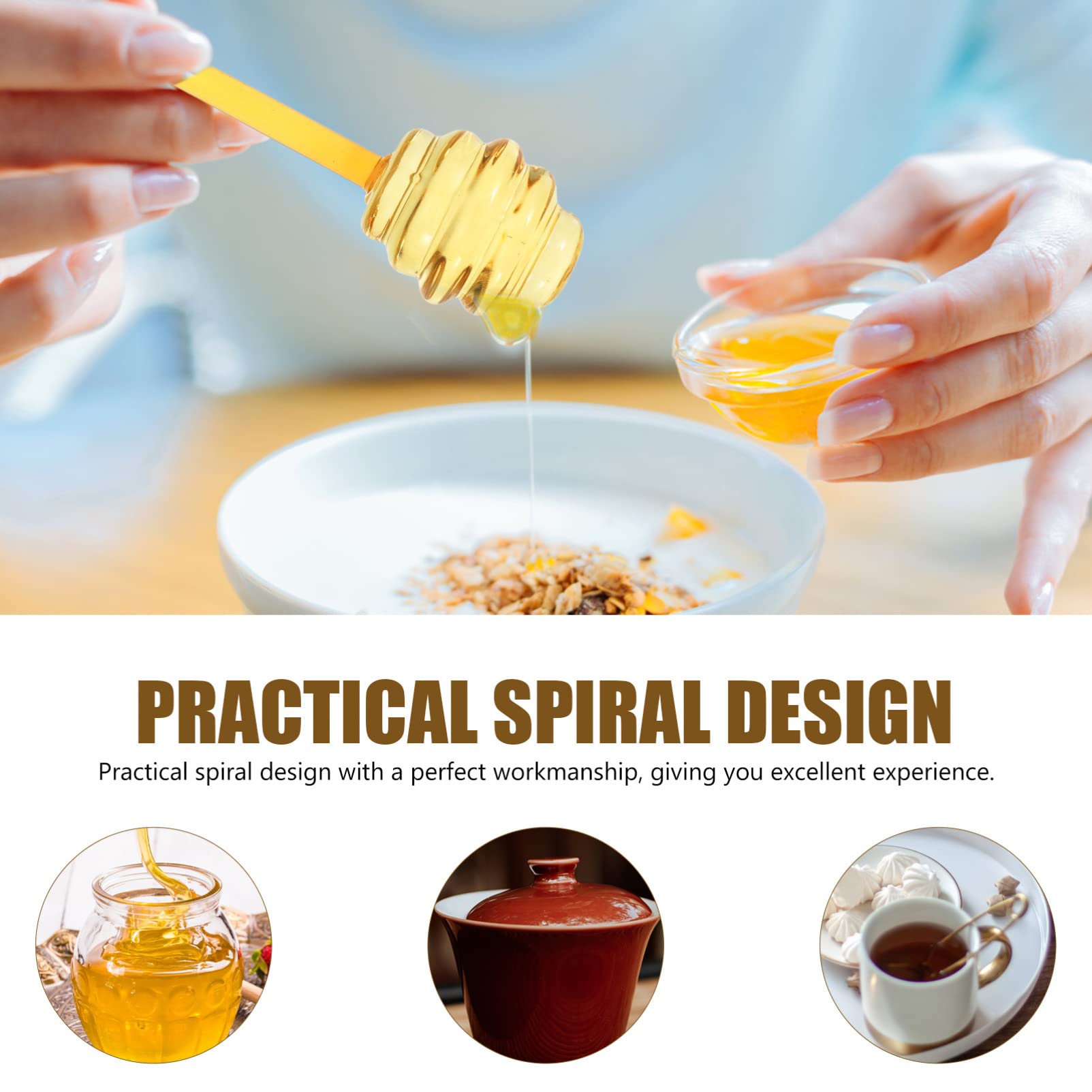 Premium 6 Inch Glass Honey Dipper Stick - Non-Drip Honey Spoon for Jams, Fruits & Tea - Perfect for Honey Jars, Breakfast & Dessert Serving - Elegant Honey Drizzling Tool for Home & Cafe Use