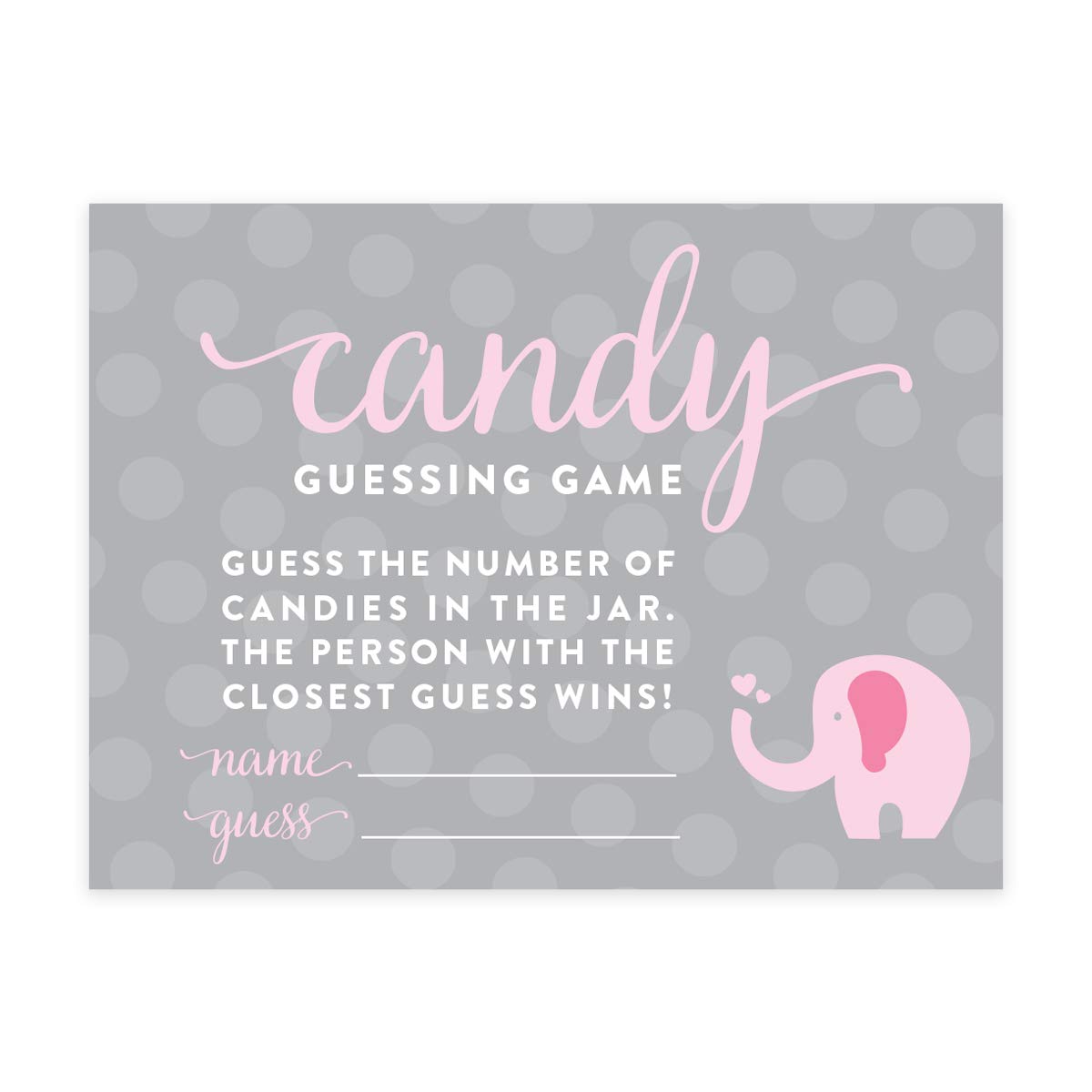 Andaz Press Baby Shower Games Kit - 30-Pack Elephant Theme Party Supplies with Decorations, Activities & Candy Guessing Game Cards for Girls Gender Reveal & Nursery Decor