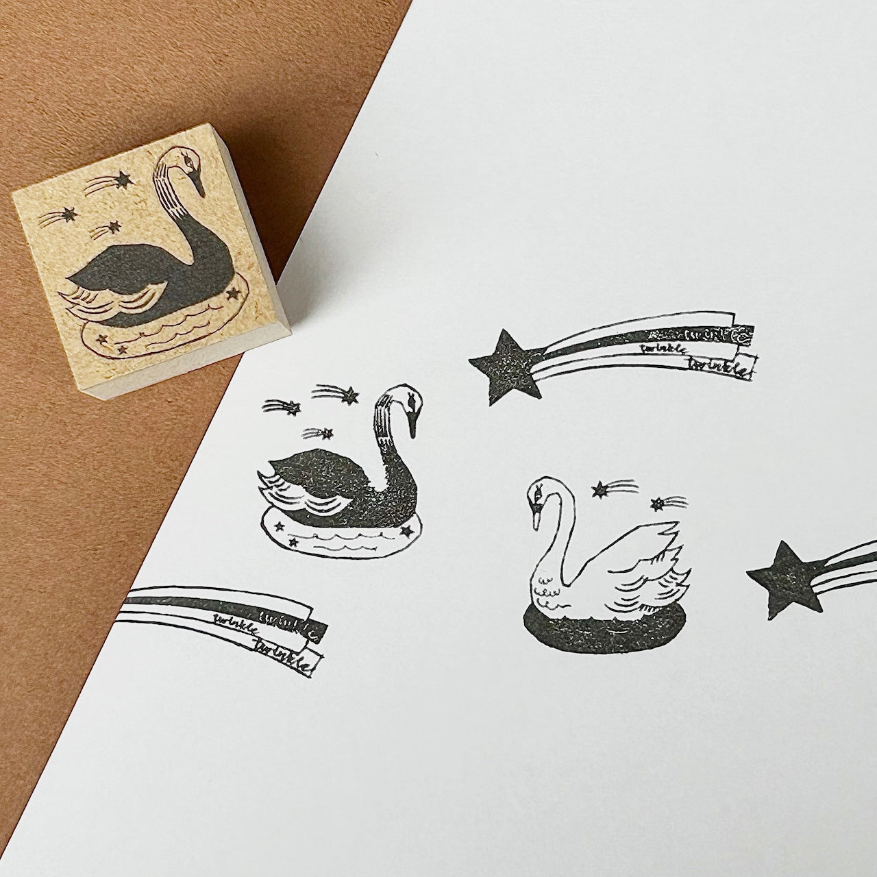 Kinotorico Wooden Rubber Stamp - Black Swan Design for Scrapbooking, Card Making & DIY Crafts | Handmade Stamps for Artists & Crafters