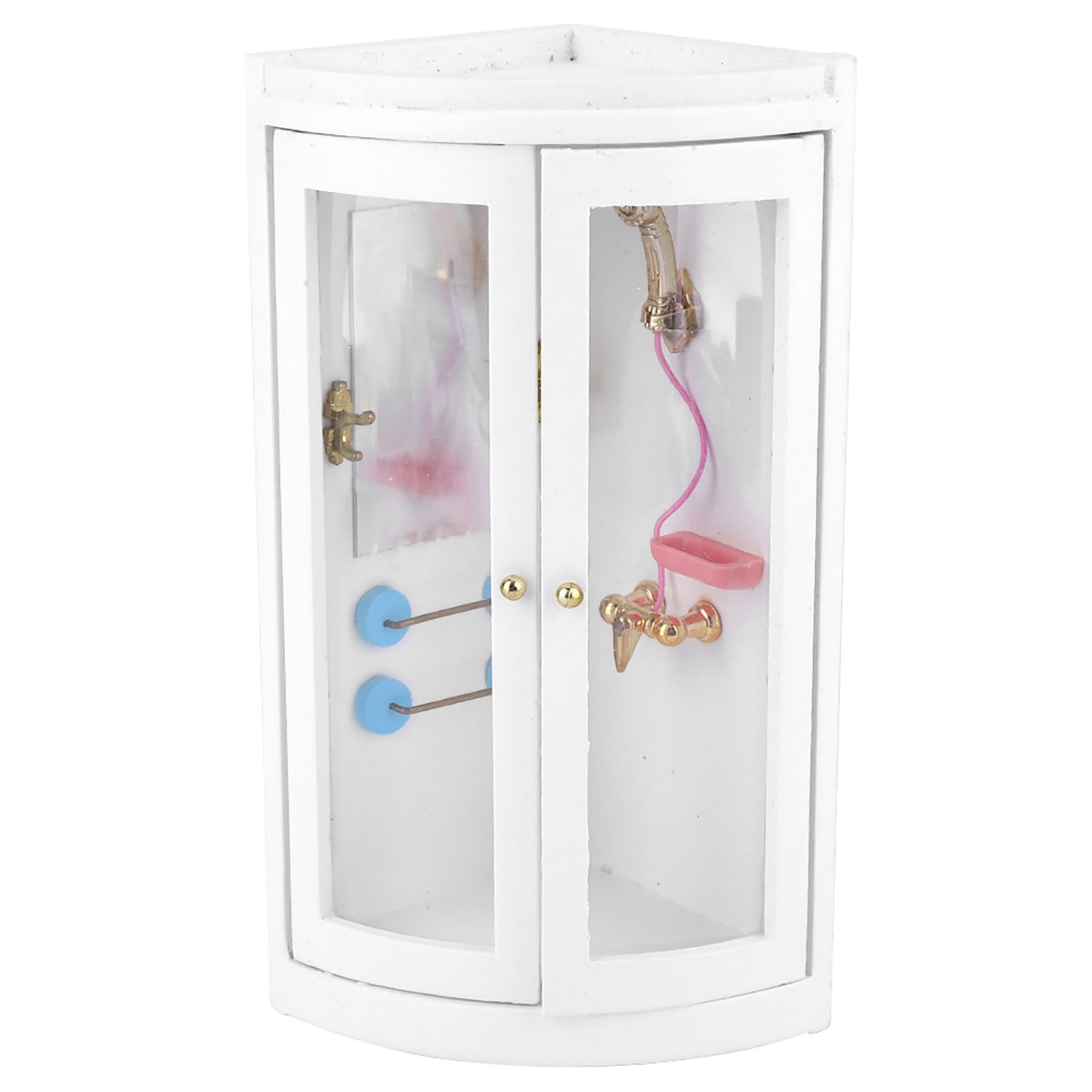 Miniature Wooden Shower Room for Dollhouse - Tiny Bathroom Furniture Set, DIY Dollhouse Accessories for Collectors & Kids (Perfect for 1:12 Scale Miniature House Displays & Creative Play)