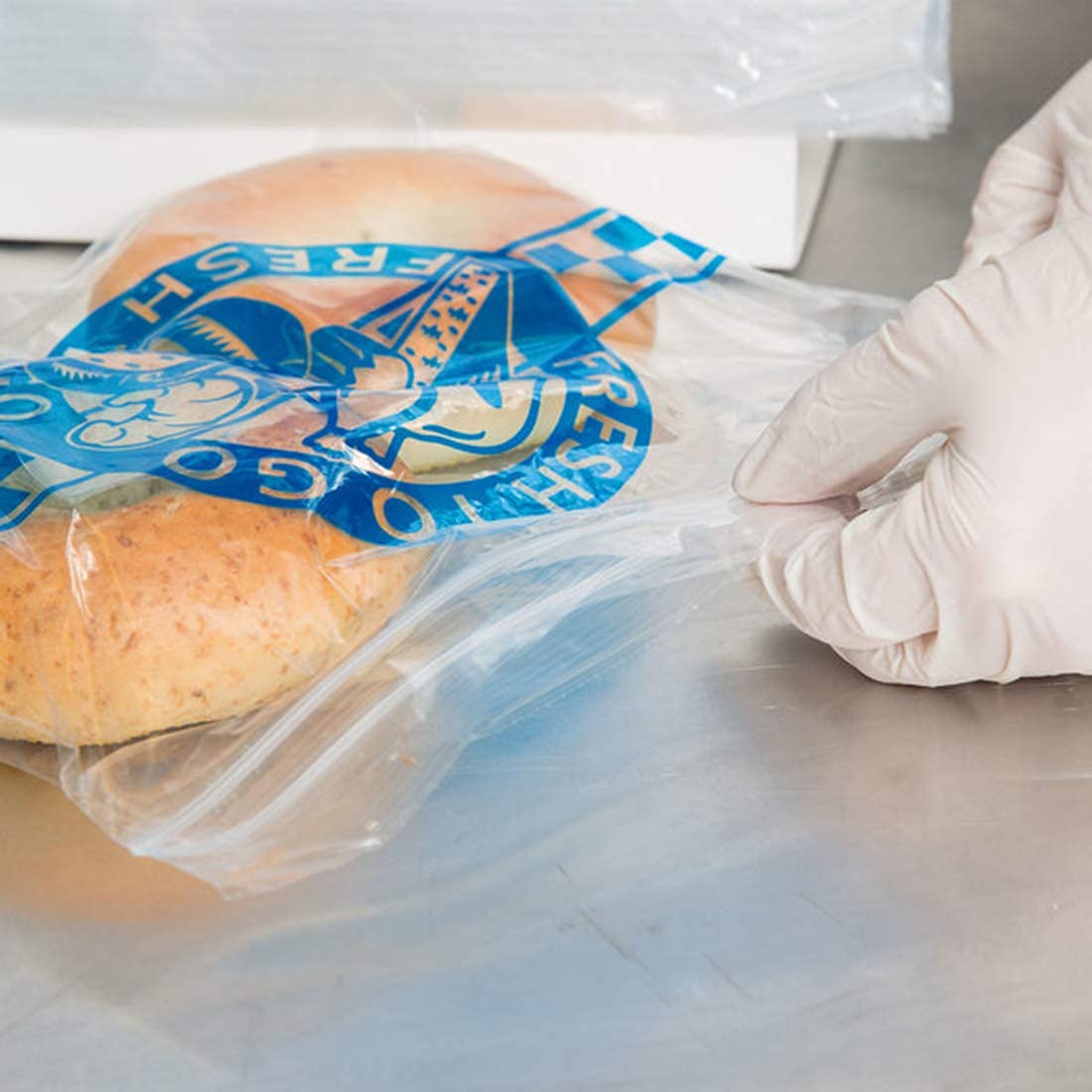 1000 Pack Clear 10x8 Saddle Pack Deli Bags - 1.5 Mil Thick LDPE Food Storage Bags with 'Fresh to Go' Print | Bulk Restaurant Takeout Containers, Bakery Packaging & Meal Prep Bags for Fresh Food Service