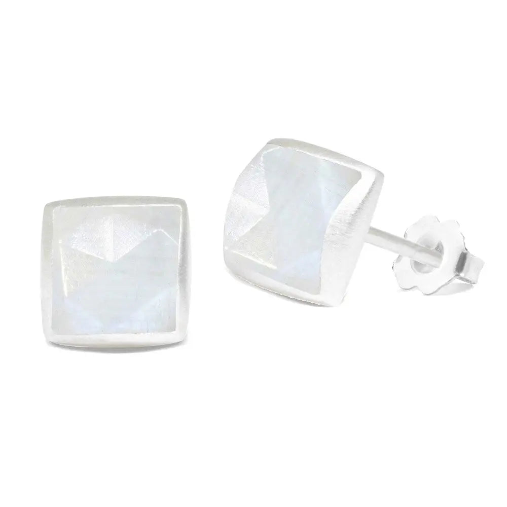 Silver Stud Earrings with Genuine Moonstone – Elegant & Hypoallergenic Jewelry for Women | Perfect for Everyday Wear, Gifts & Special Occasions