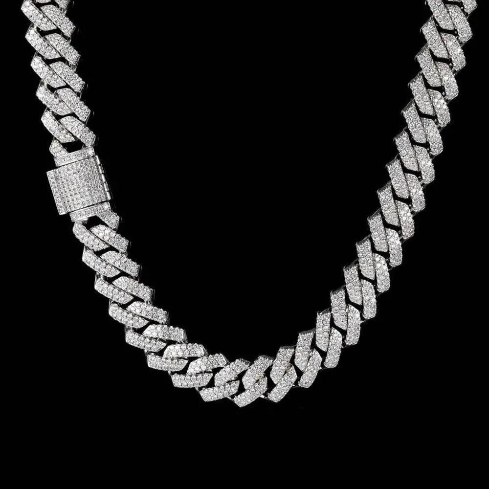 KNOBSPIN D Color Moissanite Cuban Bracelet - 925 Sterling Silver Plated with 18k White Gold & Diamond Cuban Link Chain for Women & Men | Perfect for Weddings, Anniversaries & Special Occasions