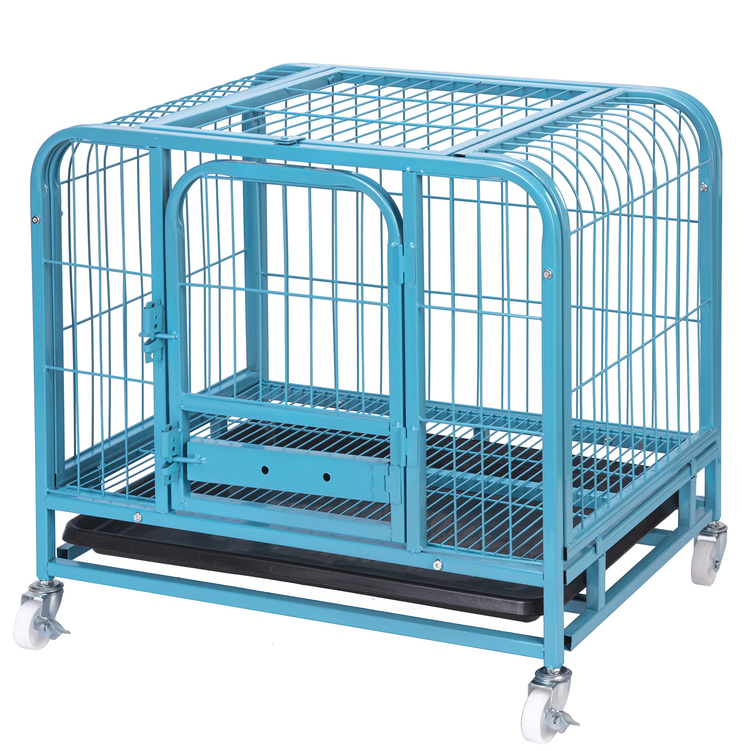 Jongee Heavy Duty Dog Crate Cage - Strong Metal Dog Kennel with Wheels & Removable Tray - Indoor/Outdoor Pet Crate for Large Dogs - Perfect for Home, Travel & Vet Visits