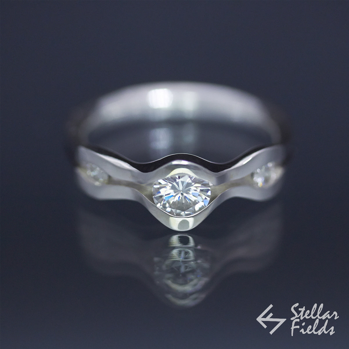 Lab Grown Diamond Three Stone Wave Engagement Ring for Women - Elegant Wedding, Proposal, Anniversary Gift - Perfect for Bridal Jewelry & Special Occasions