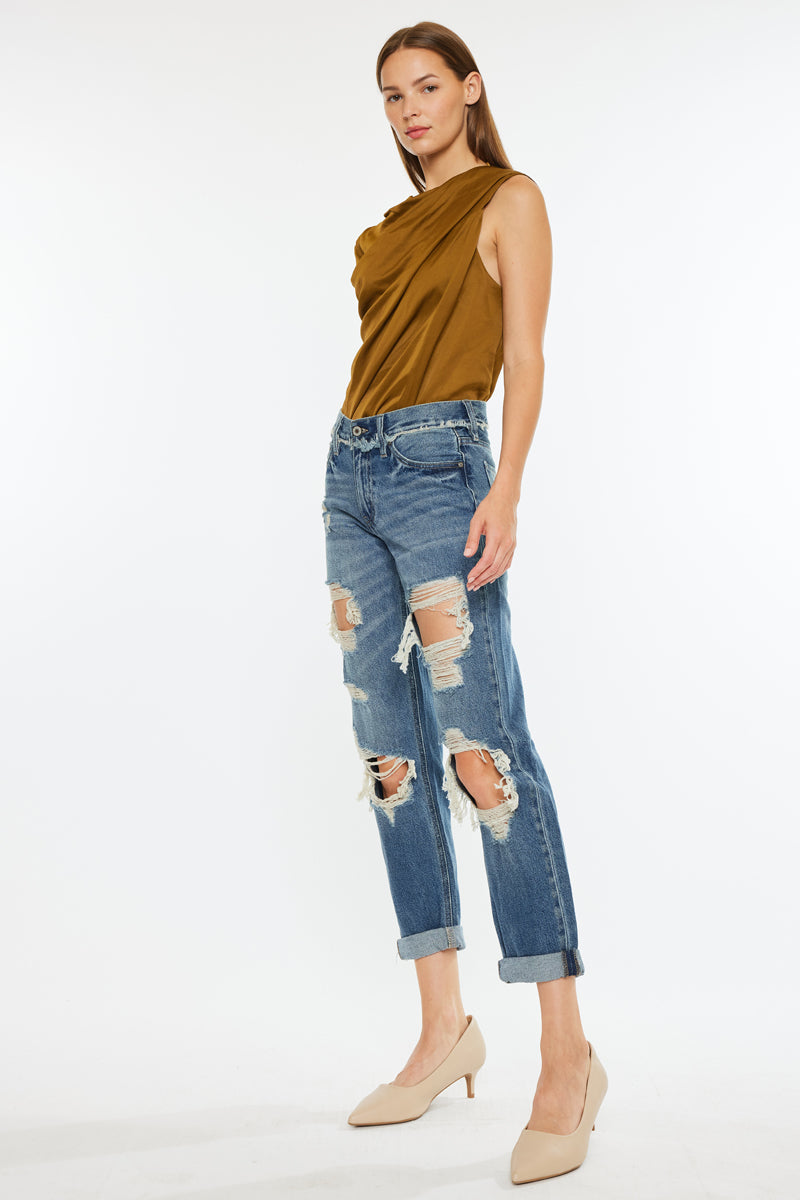 Janelle Mid Rise Boyfriend Jeans for Women - Comfortable Stretch Denim Pants | Perfect for Casual Wear, Weekend Outfits & Everyday Style