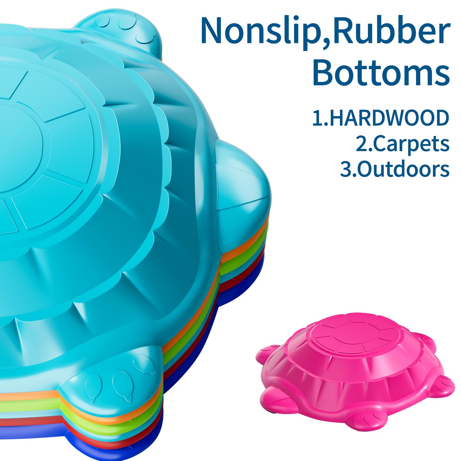 Non-Slip Turtle Stepping Stones for Kids Ages 3-8 | 6-Piece Balance & Coordination Toys for Indoor/Outdoor Play | Perfect for Obstacle Courses, Backyard Games & Sensory Play | Great Gift for Toddlers & Preschoolers