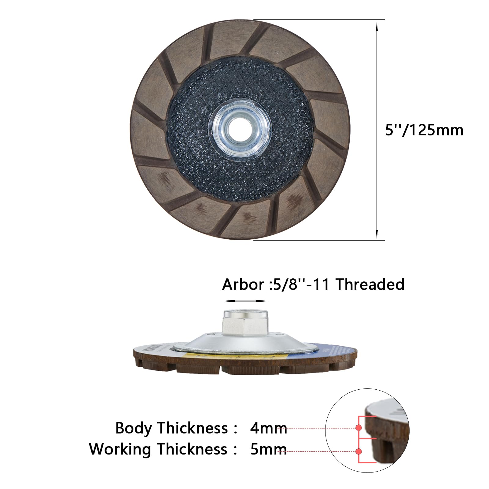 5 Inch Ceramic Bond Edge Cup Grinding Wheel with 5/8