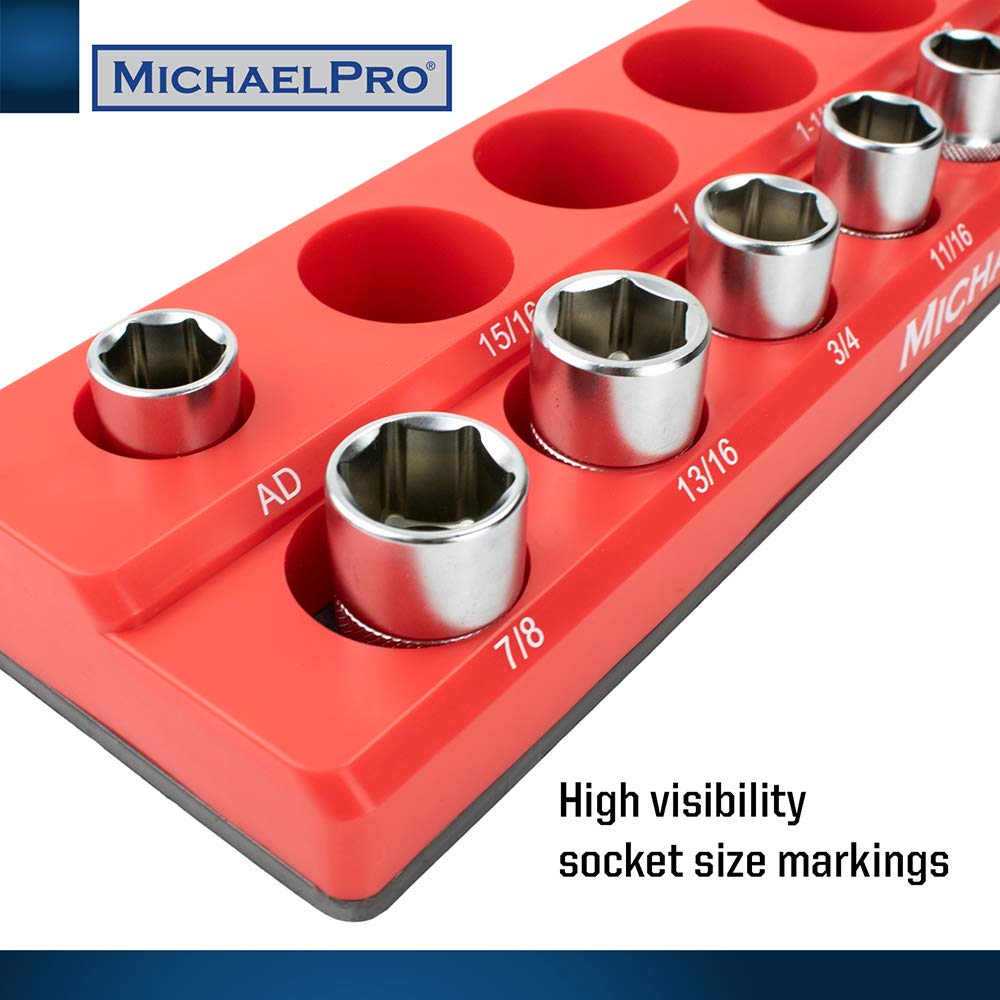 MichaelPro MP014003 3-Piece Magnetic Socket Organizer Set - 1/4