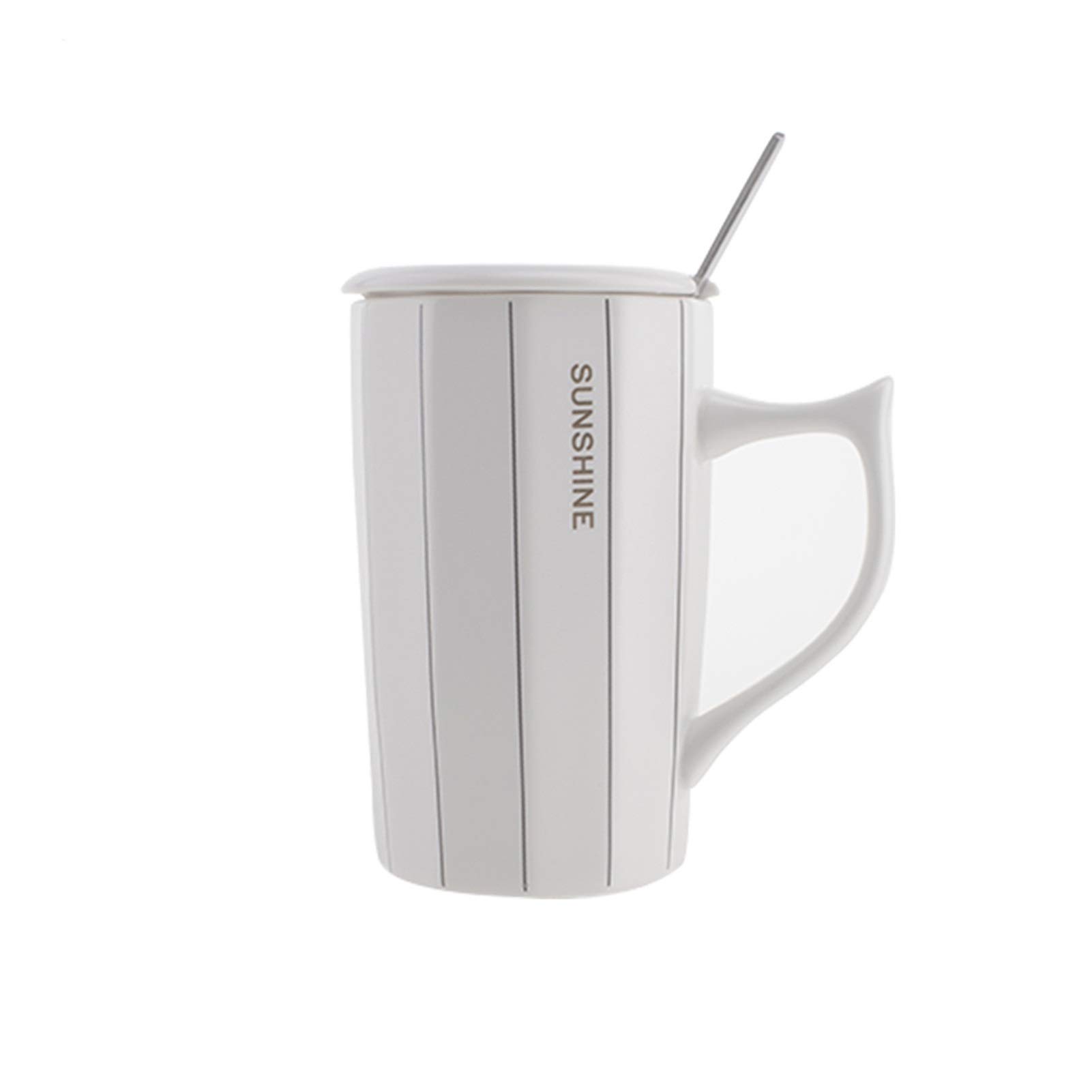 Premium 15.2oz Ceramic Coffee Mug with Lid & Spoon - Insulated Tea Cup for Hot/Cold Drinks, Perfect for Coffee, Tea, Water, Oatmeal - Ideal for Office, Home, Camping & Gifts
