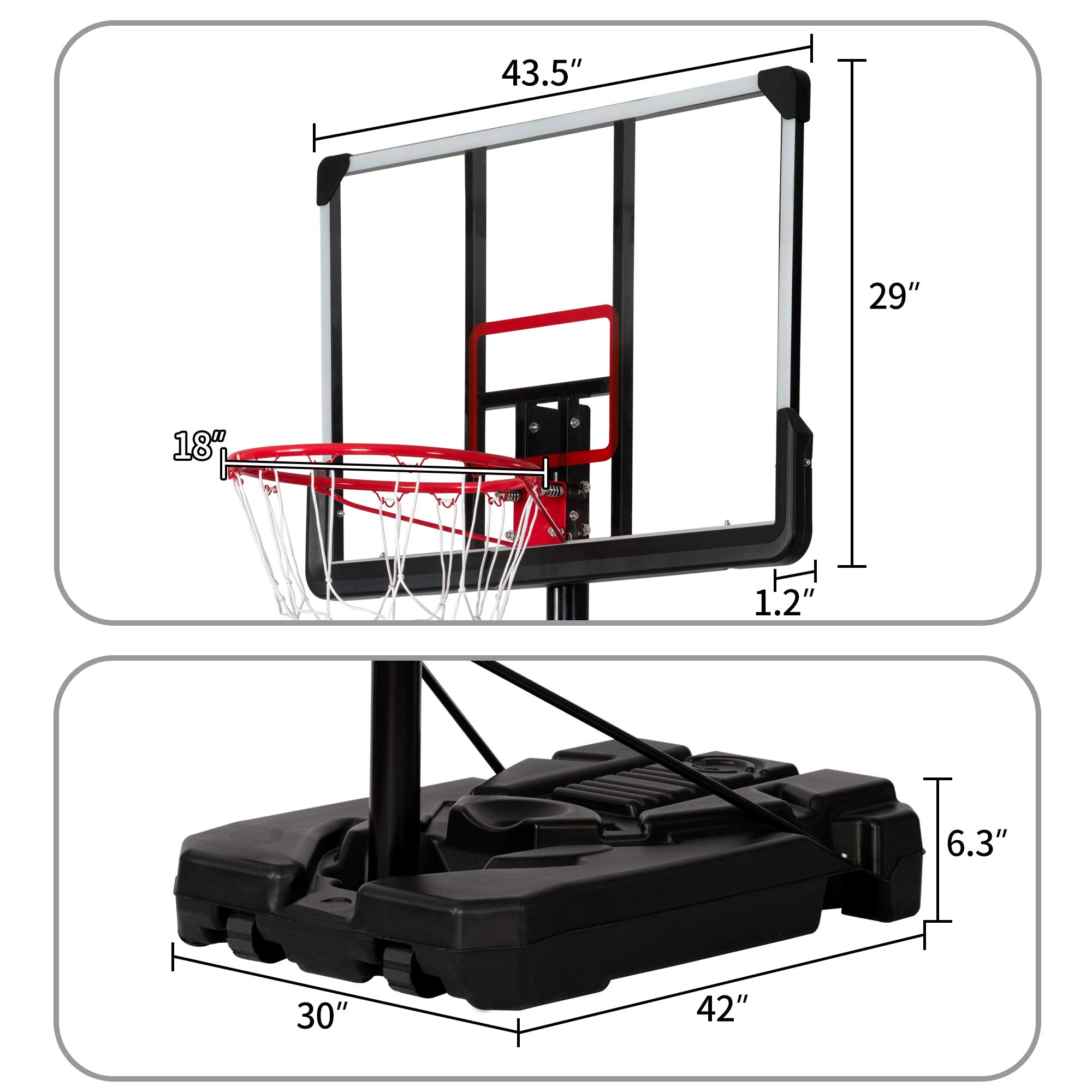 Adjustable Portable Basketball Hoop & Goal System for Outdoor Play - 6.6ft to 10ft Height Adjustment for Youth & Adults - Perfect for Driveway, Backyard, and Park Basketball Games
