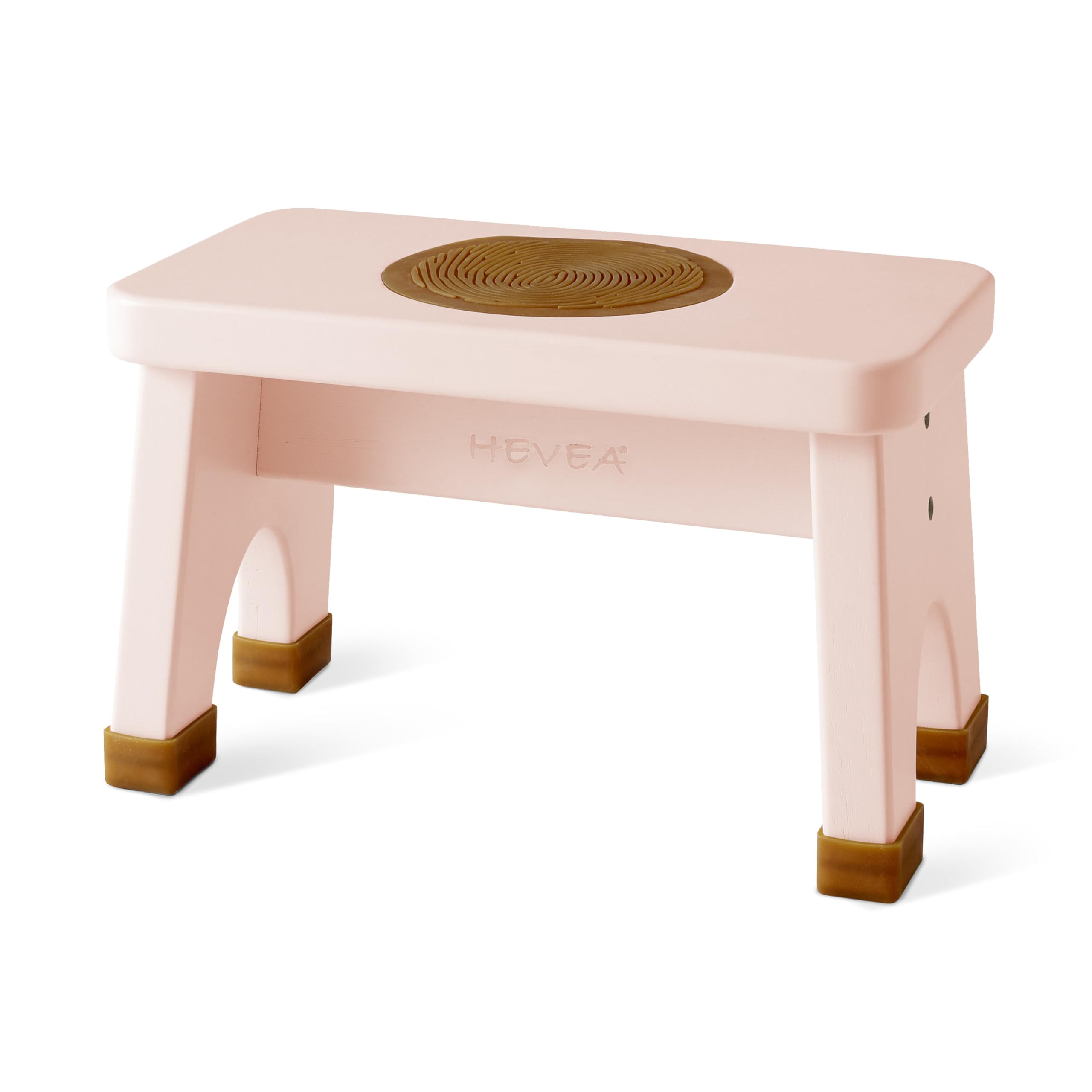 Natural Rubberwood Kids Step Stool - Non-Slip Toddler Stool for Bathroom & Kitchen (Champagne Pink) | Safe & Sturdy Step-Up Helper for Children's Independence & Learning