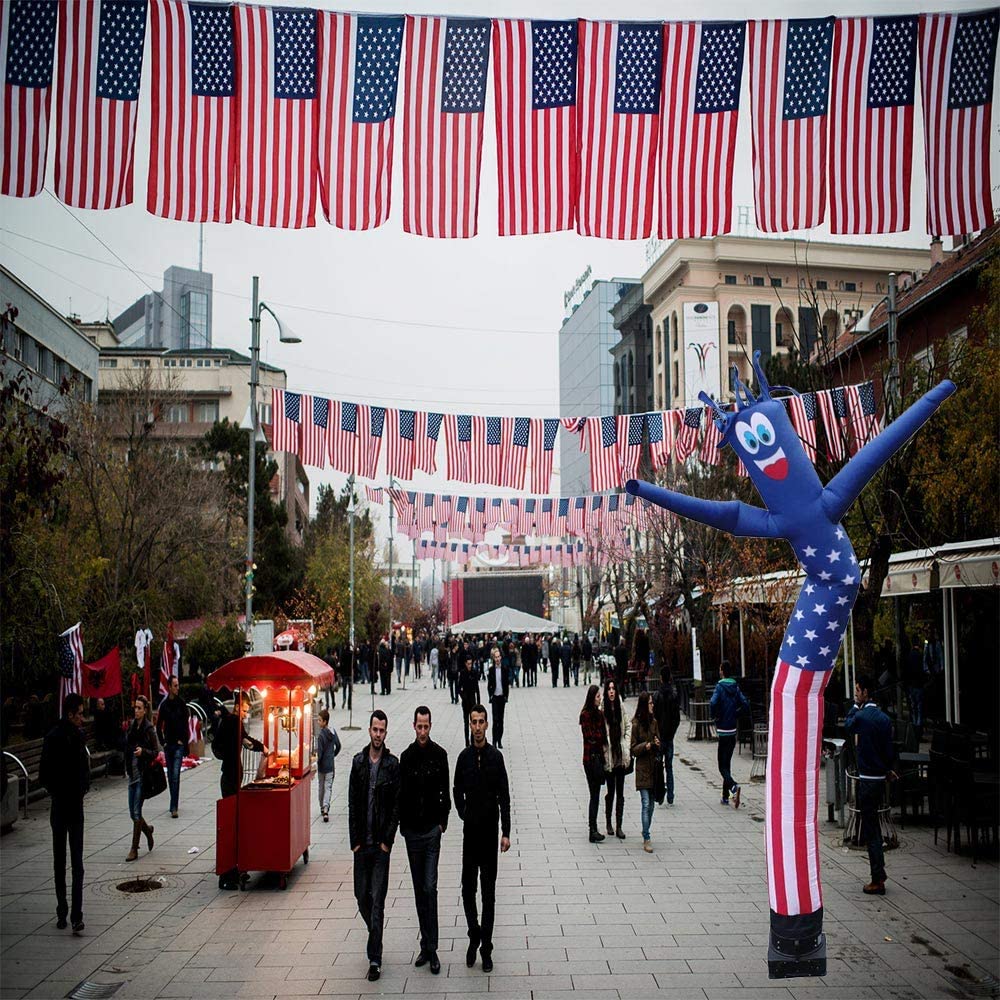 20ft American Flag Inflatable Tube Man - Air Powered Dancing Wacky Waving Guy with 1HP 2-Speed Blower | Perfect for Car Dealerships, Grand Openings, Sports Events & Patriotic Celebrations