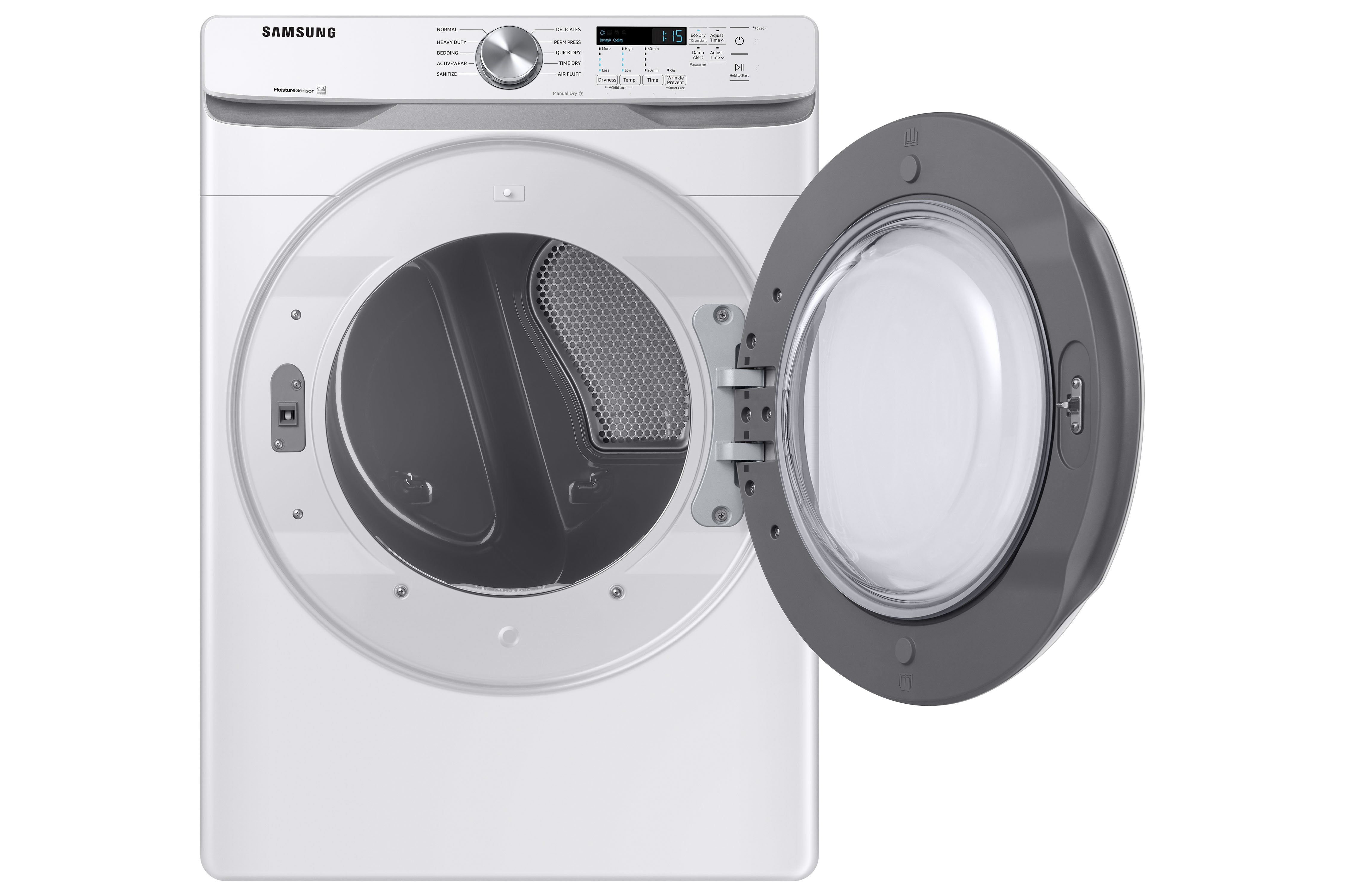 Samsung 7.5 Cu.Ft White Front Load Electric Dryer with Shallow Depth - DVE45T6005W/AC | Energy Efficient Laundry Solution for Small Spaces & Apartments