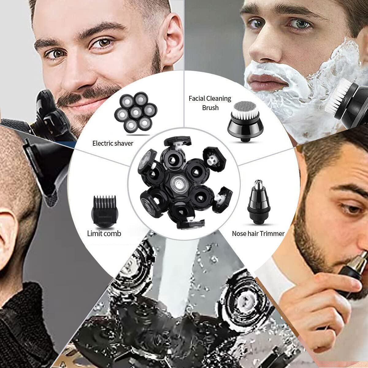 7D Rotary Electric Razor for Men - Rechargeable Wet/Dry Shaver with LED Display, Waterproof & Washable - Perfect for Travel, Home & Gym Use