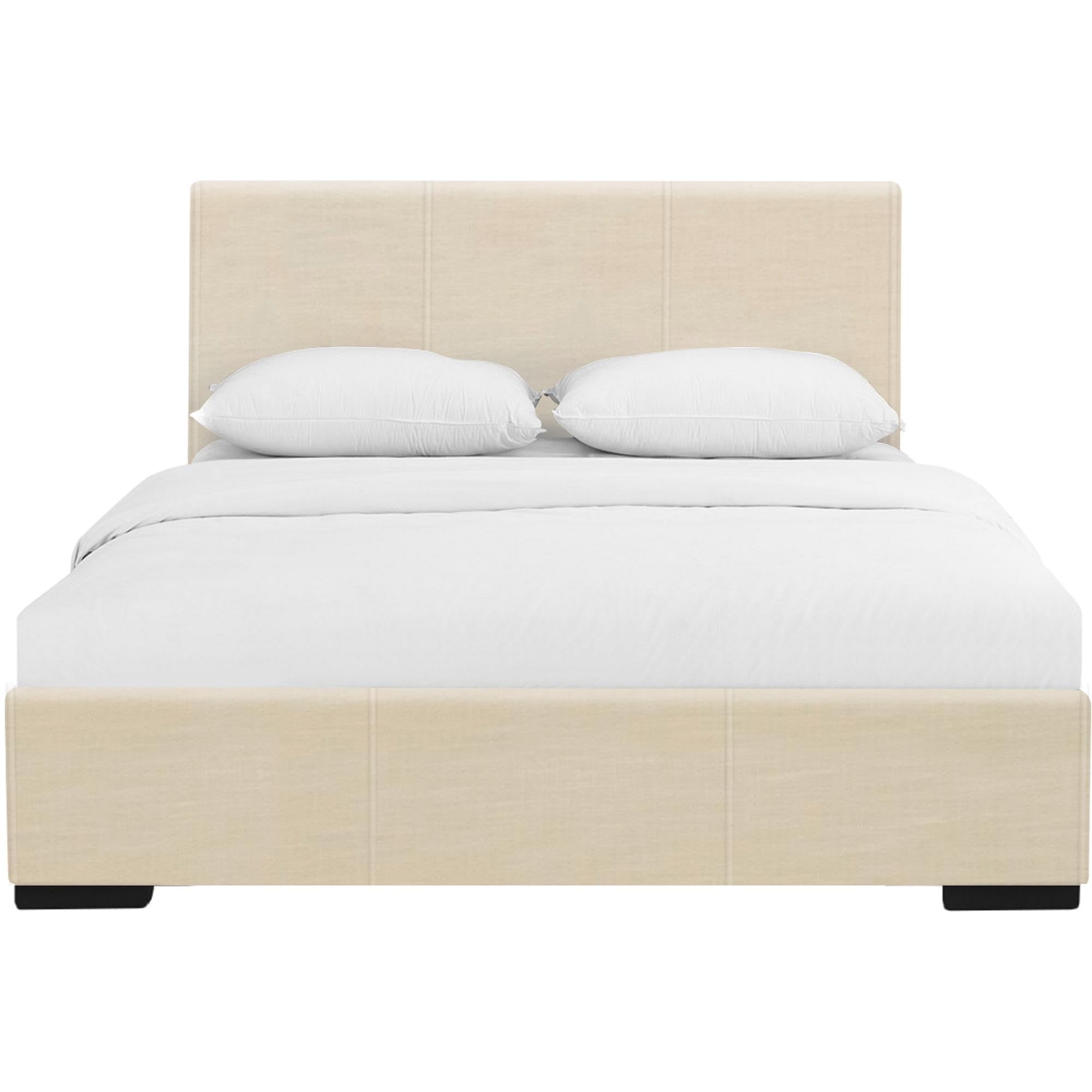 Camden Isle Upholstered Platform Bed Frame - Queen, Beige | Low-Profile Design with Full Slat Support for Bedroom