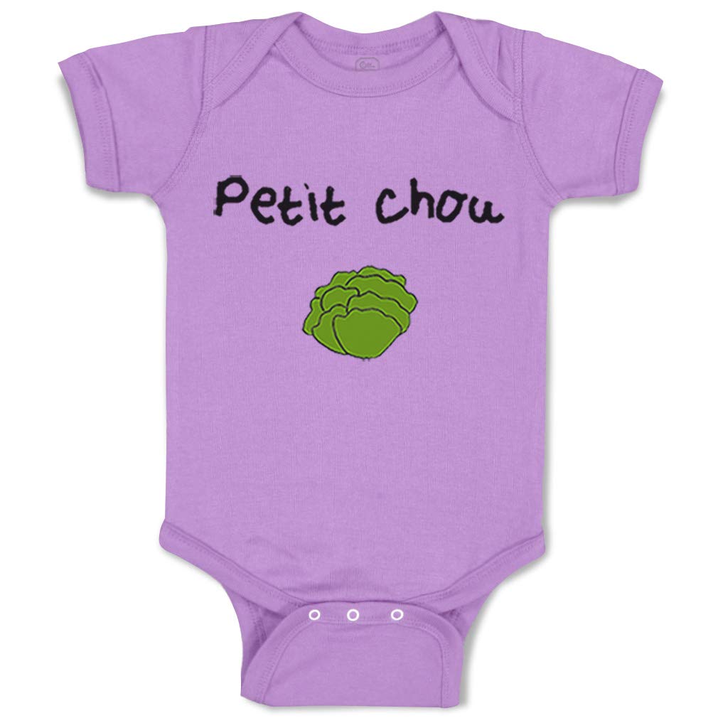 Custom Baby Bodysuit - French Petit Chou Little Cabbage Design - 100% Cotton Funny Baby Clothes for Boys & Girls (6 Months, Lavender) - Perfect for Photoshoots, Gifts & Everyday Wear