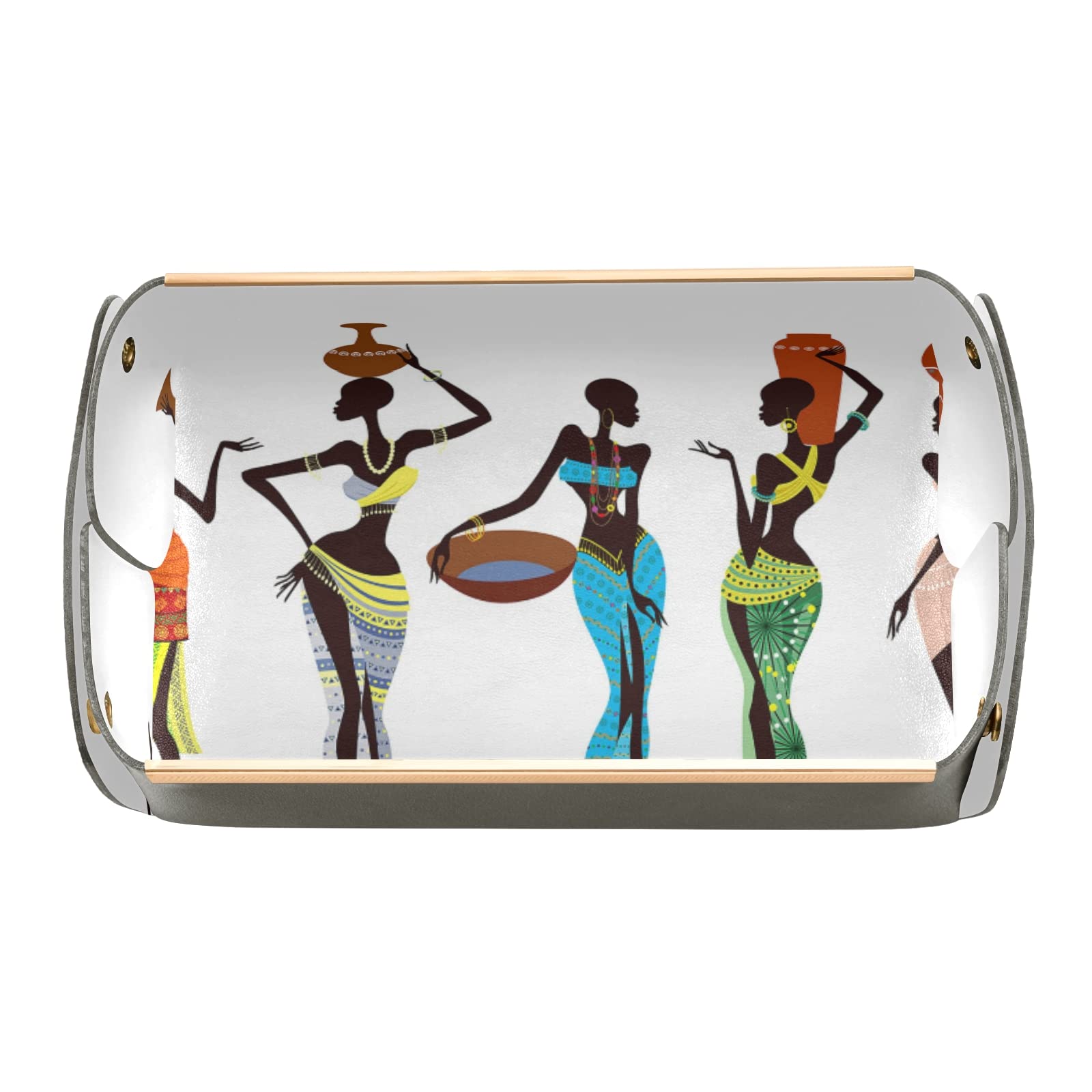 African American Women's Rectangular Desk Organizer Tray - PVC Leather Jewelry & Vanity Storage Tray with Detachable Plate, Foldable Design for Countertop, Tissues & Valet Organization | Perfect for Home Office, Dressing Table & Bathroom Decor