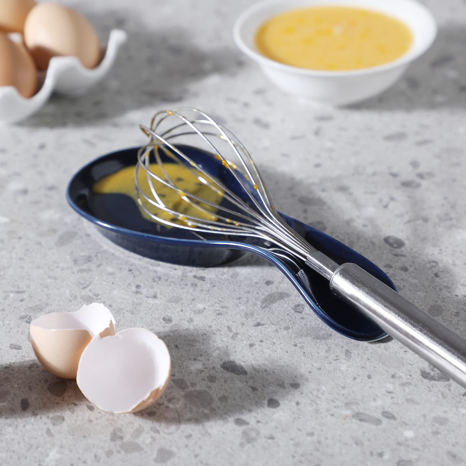 GDCZ Porcelain Spoon Rest - Large Kitchen Utensil Holder for Stove Top & Countertop, Navy Blue - Perfect for Cooking, Serving & Keeping Counter Clean