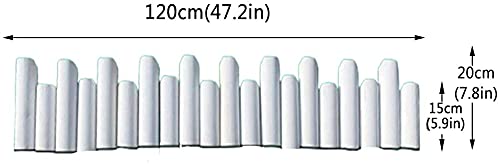 White 120x50cm Flexible Plug-in Wood Picket Garden Fence - Animal Barrier, Border Edging for Outdoor Beds, Paths & Home Gardens - Easy DIY Installation & Durable Design