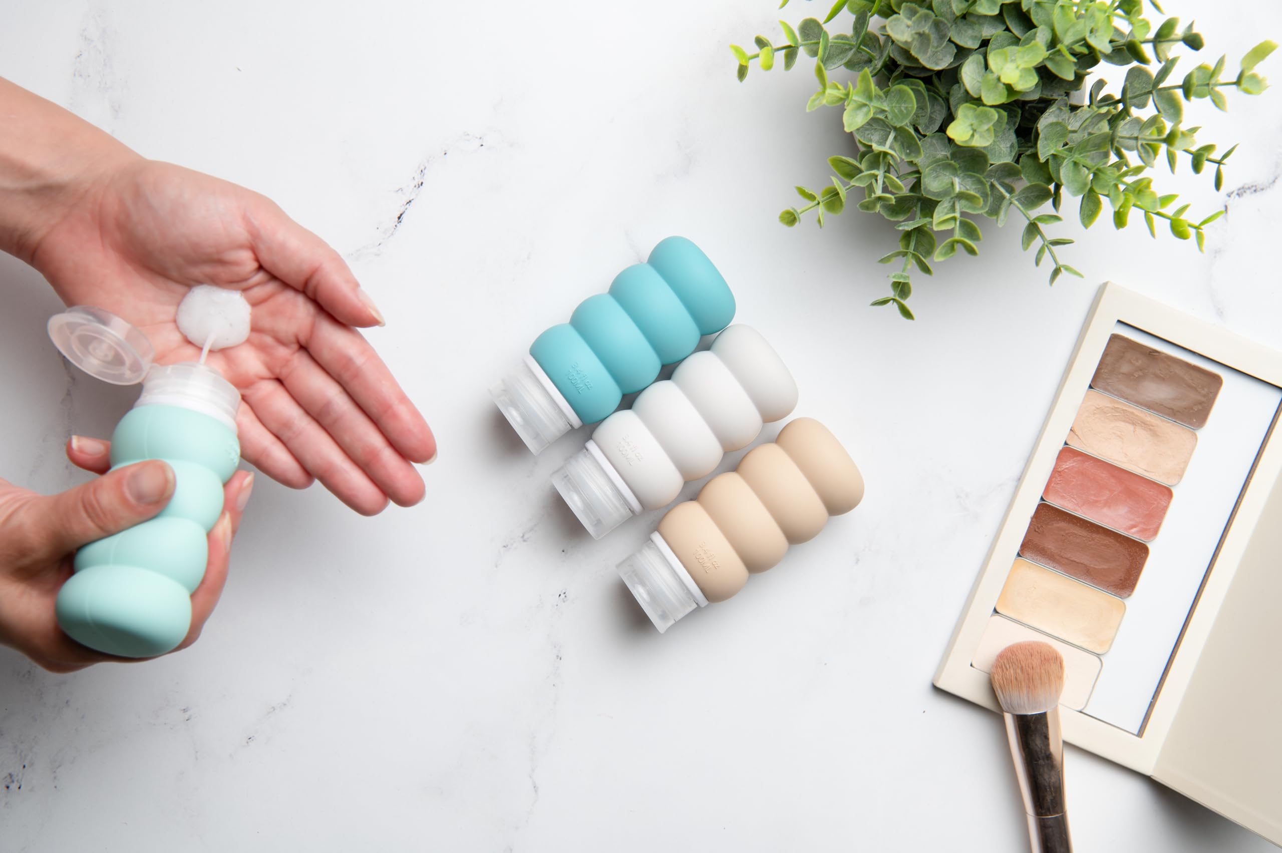 TSA Approved Travel Bottles for Shampoo & Conditioner - 3.4 oz Leak-Proof Containers (4 Pack) - Perfect for Air Travel, Gym & Toiletries Organization