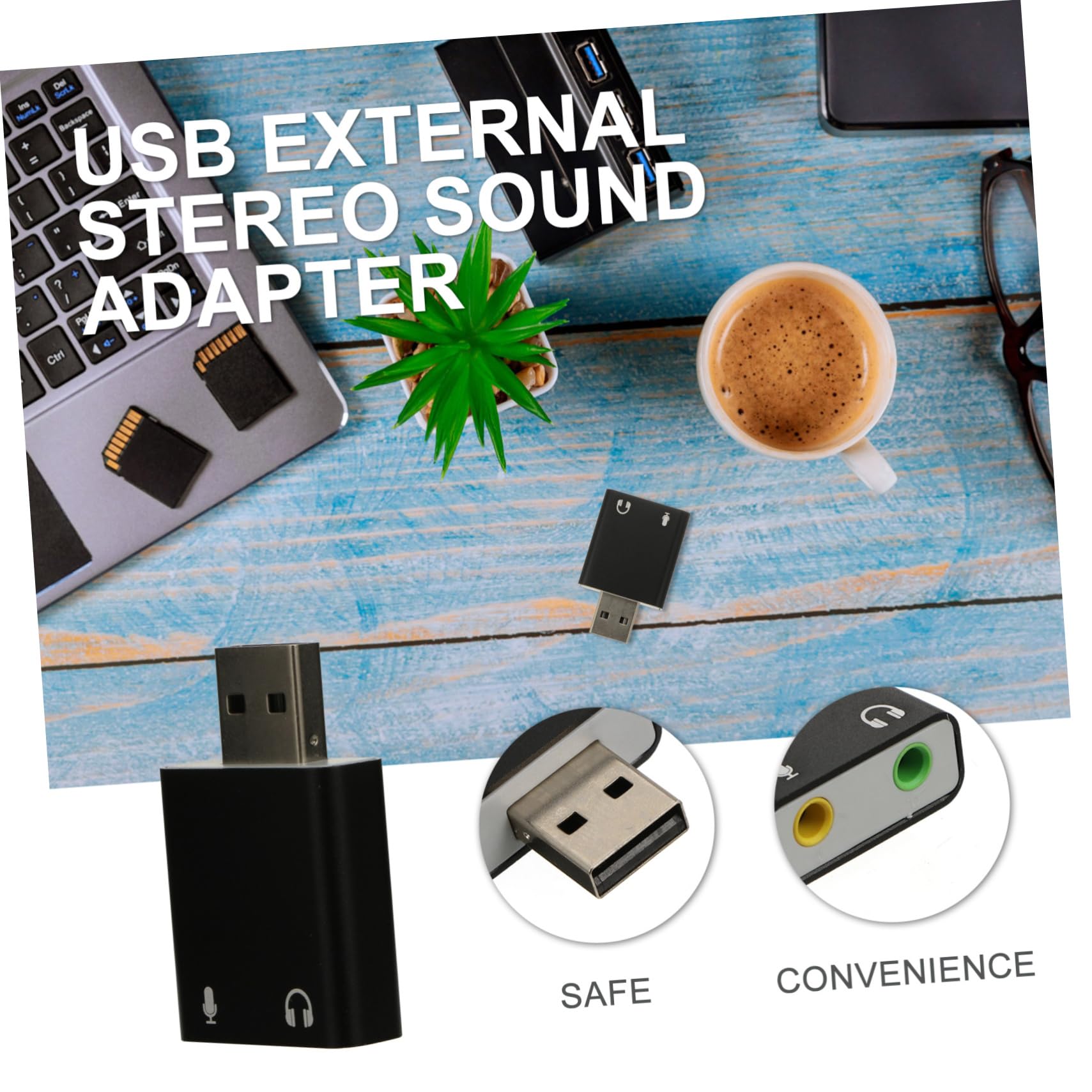 OSALADI 2-Pack USB External Sound Card - High-Quality Stereo Audio Adapter for Laptop & PC, Aluminum Alloy USB Headset & Microphone Adapter with 3D Sound | Perfect for Gaming, Online Meetings & Music Production