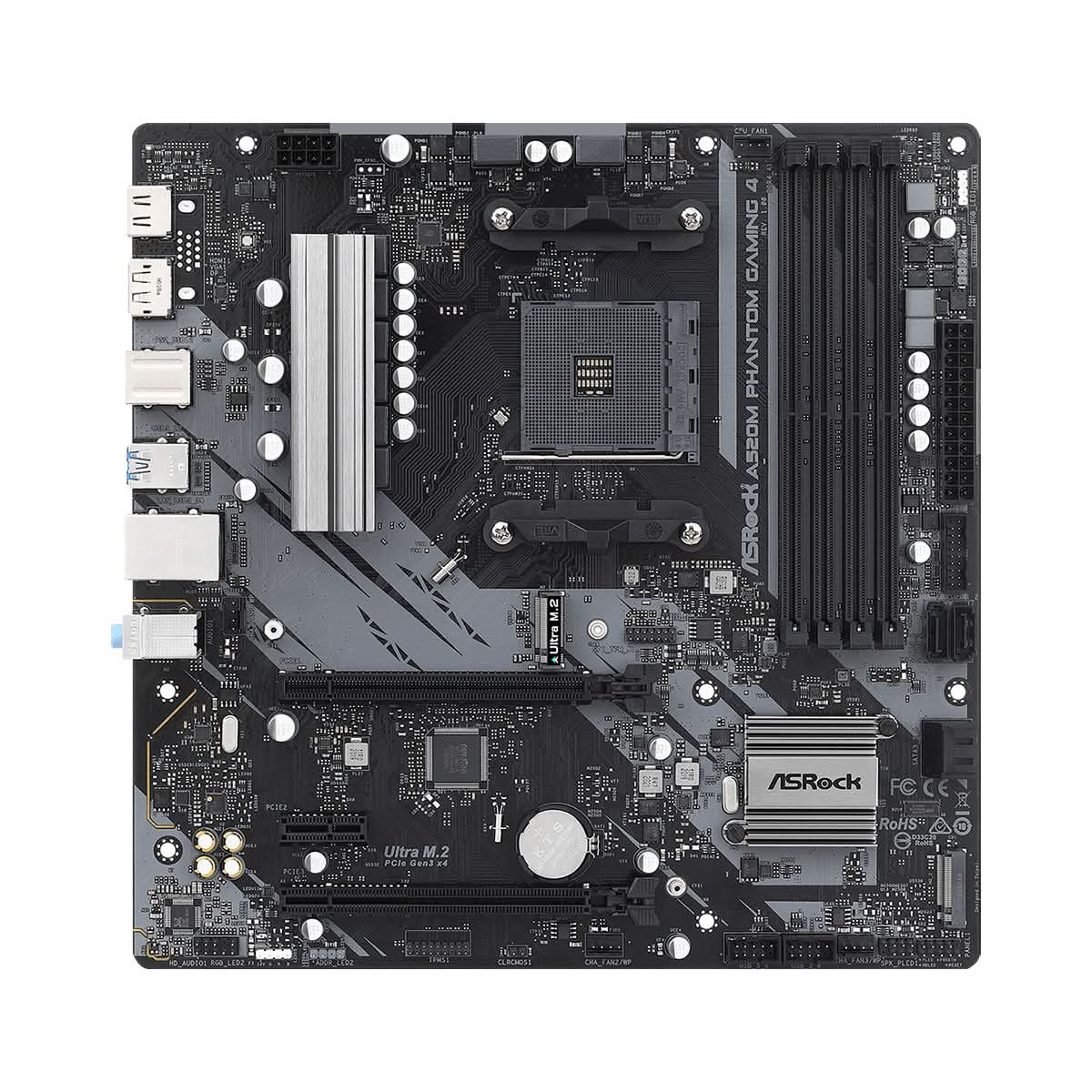 ASRock A520M Phantom Gaming 4 AMD AM4 Socket Micro ATX Motherboard - Perfect for Gaming PCs, Home Theater & Office Workstations