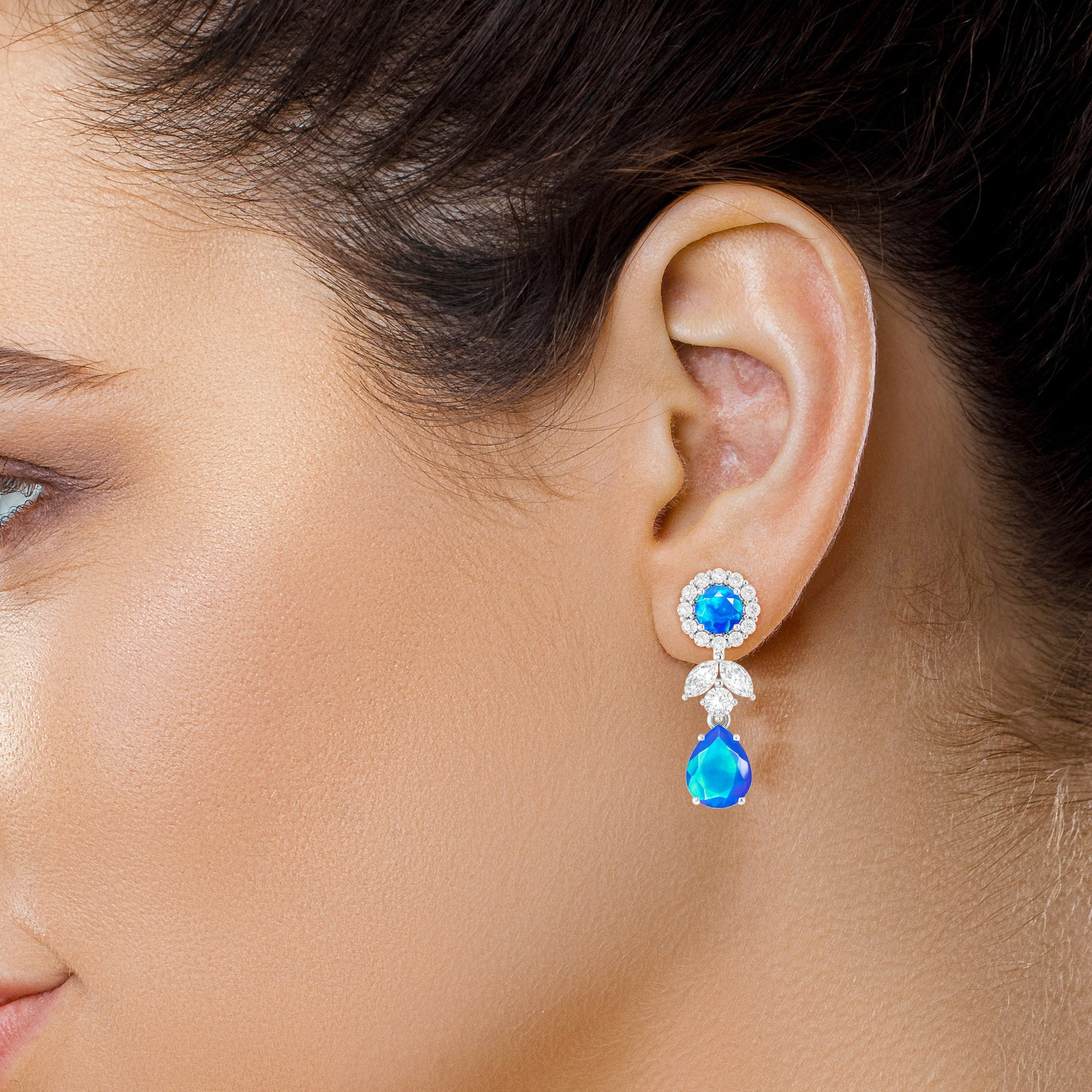 Paraiba Fire Dual Opal Drop and Stud Earrings – Elegant Handmade Jewelry for Women, Perfect for Weddings, Parties & Special Occasions