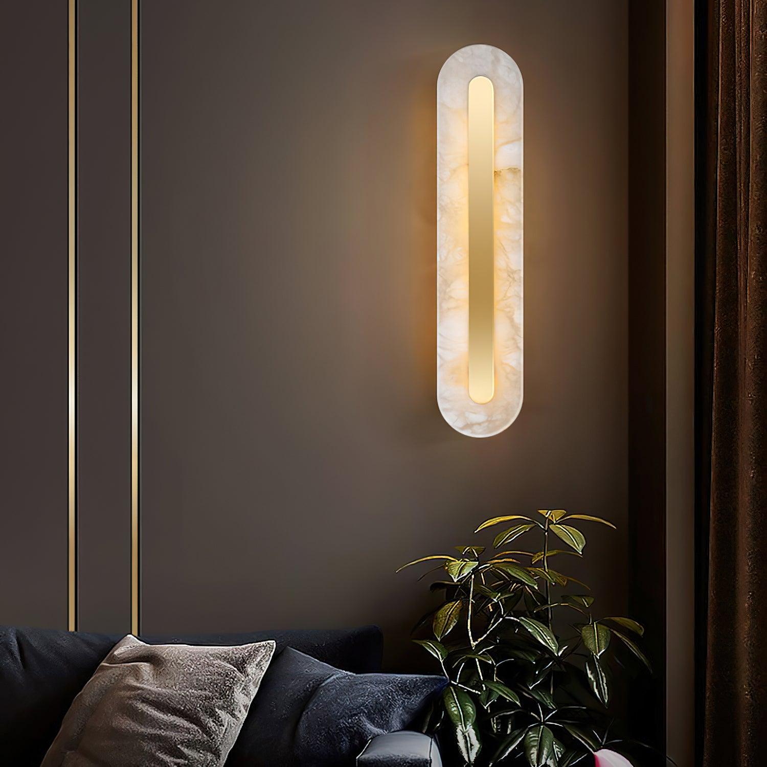 Modern Alabaster Rounded Wall Light Fixture - Elegant Indoor Sconce for Living Room, Bedroom & Hallway Lighting