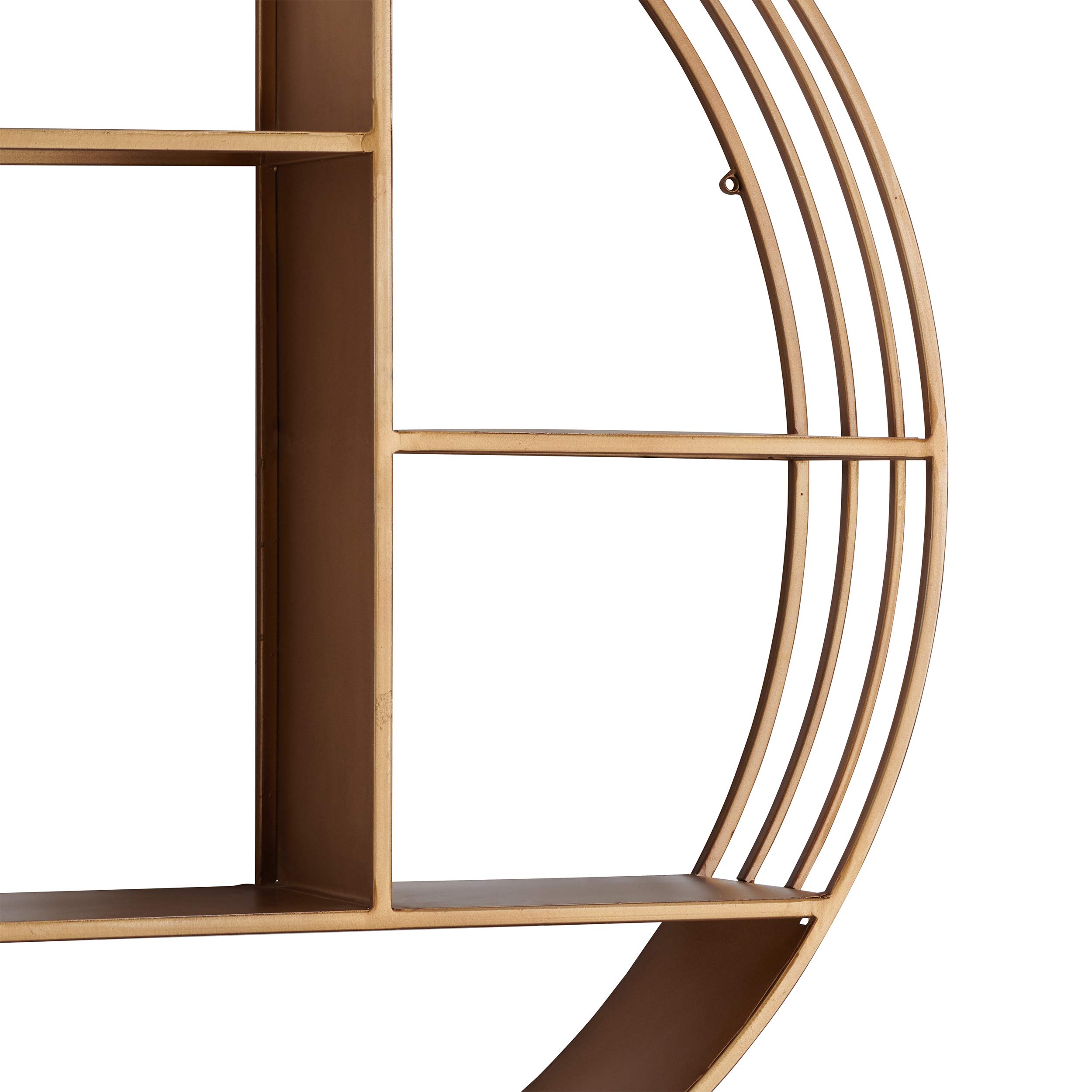 FirsTime & Co. 3-Tier Round Gold Wall Shelf - Industrial Metal Floating Shelf for Bathroom, Bedroom & Living Room Decor - 27.5 Inch Wall Mounted Storage | Perfect for Small Spaces, Home Organization & Stylish Display