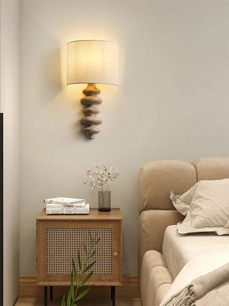Modern Wood Spiral Wall Lamp - Handcrafted Nordic Style LED Sconce Light for Bedroom, Living Room & Hallway Decor - Energy Efficient Ambient Lighting