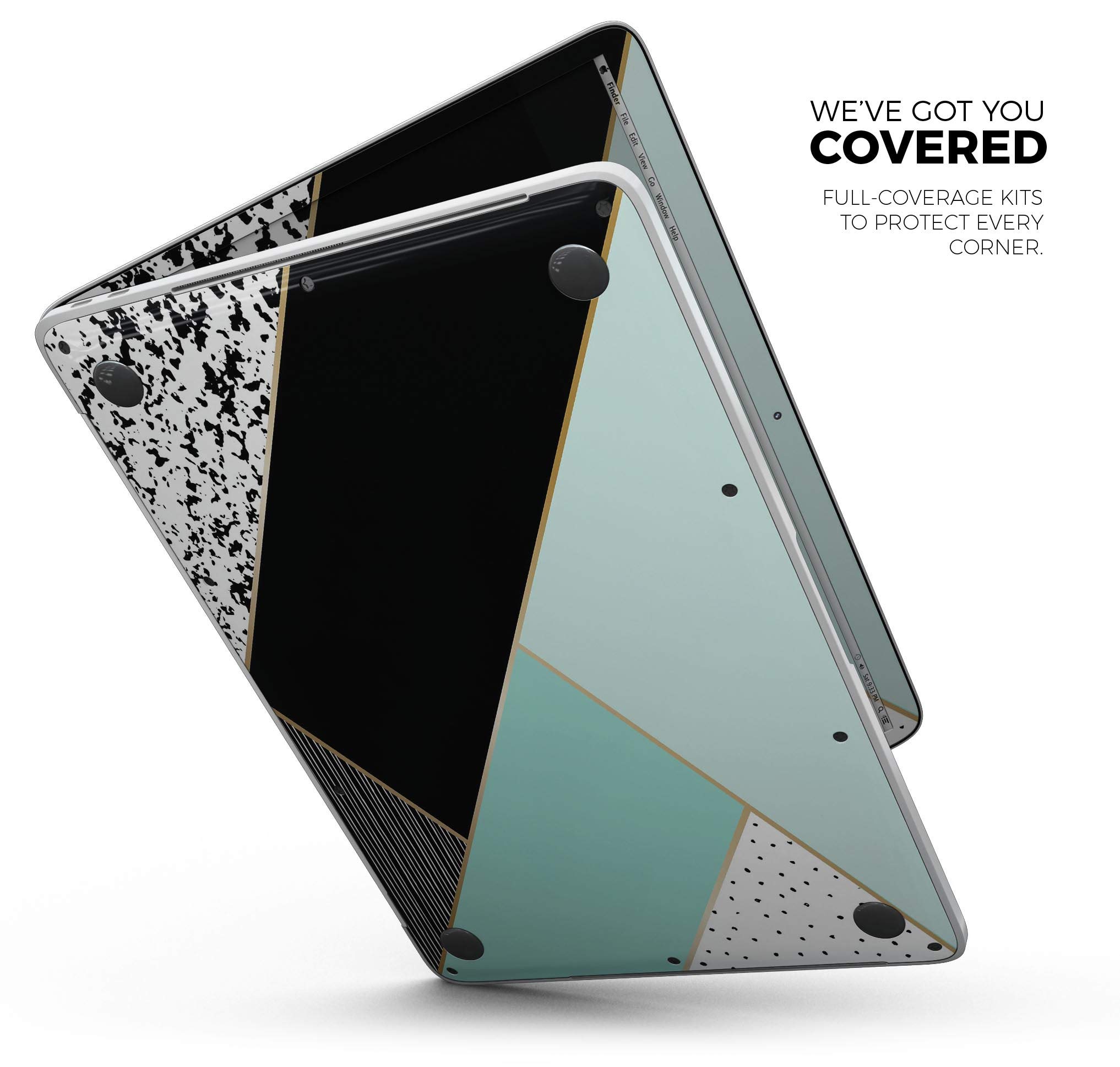 Minimalist Mint & Gold Striped Full-Body Protective Skin Wrap for MacBook Air 13