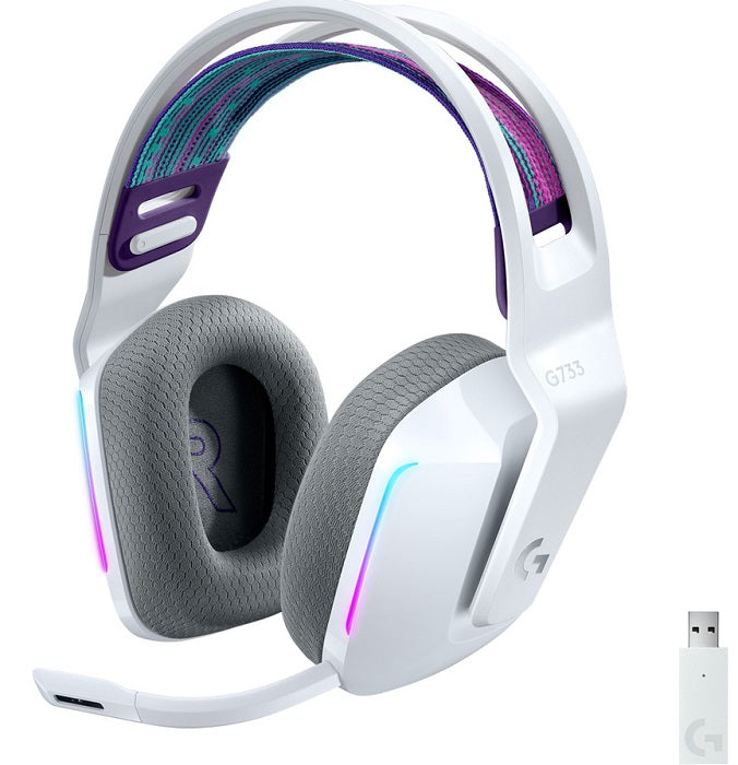 Logitech G733 LIGHTSPEED Wireless Gaming Headset with RGB Lighting - 7.1 Surround Sound, 29-Hour Battery (Black/White/Blue/Purple) - Perfect for PC, PS4, PS5 Gaming & Streaming