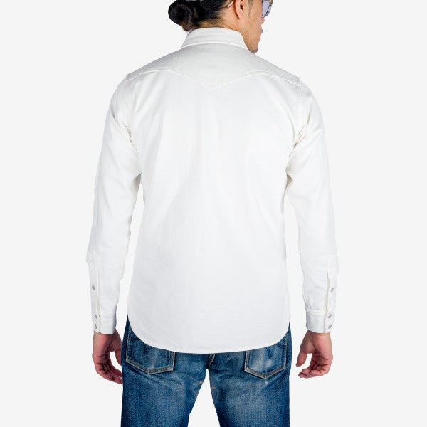 Iron Heart IHSH 384 13.5oz Denim Western Shirt for Men - Premium White Cowboy Style Workwear - Perfect for Ranch Work, Rodeo & Casual Outfits